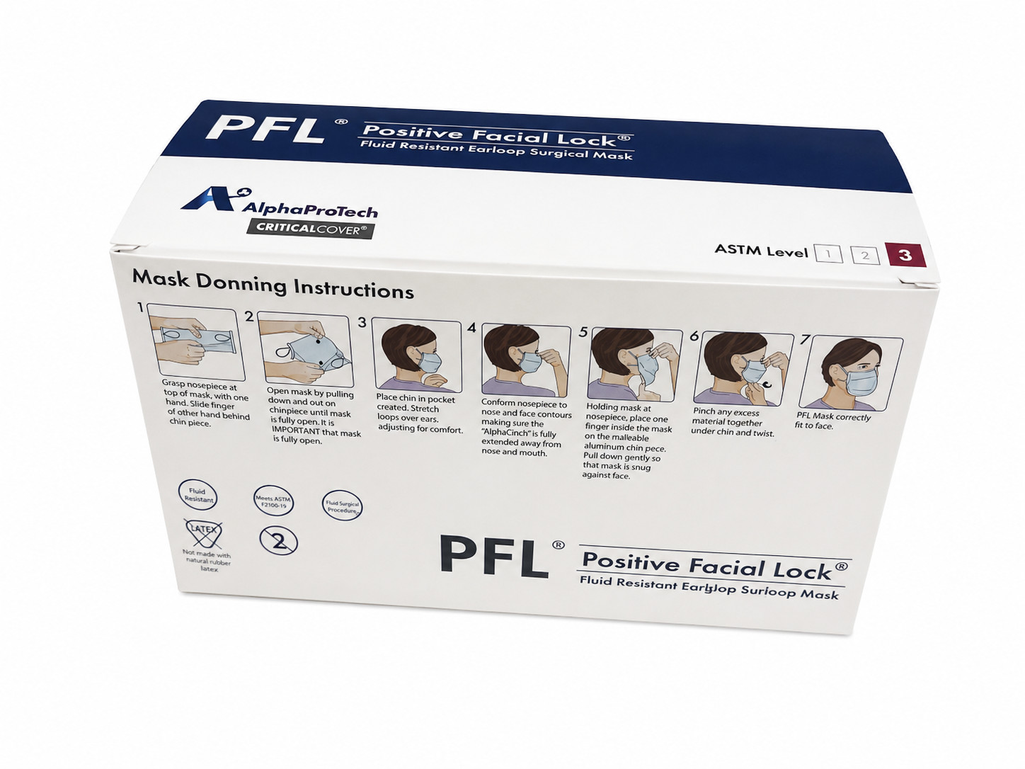 *50-Pack* AlphaProTech Critical Cover PFL Mask ASTM Level 3 Blue 615