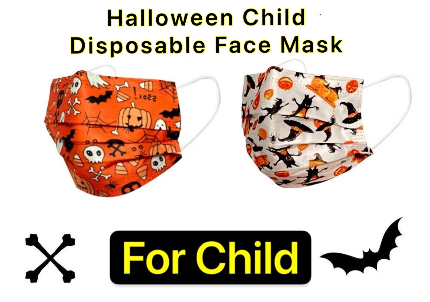 25/50Pcs Kids Face Mask pumpkin Disposable Three Ply Child Size Mouth Cover