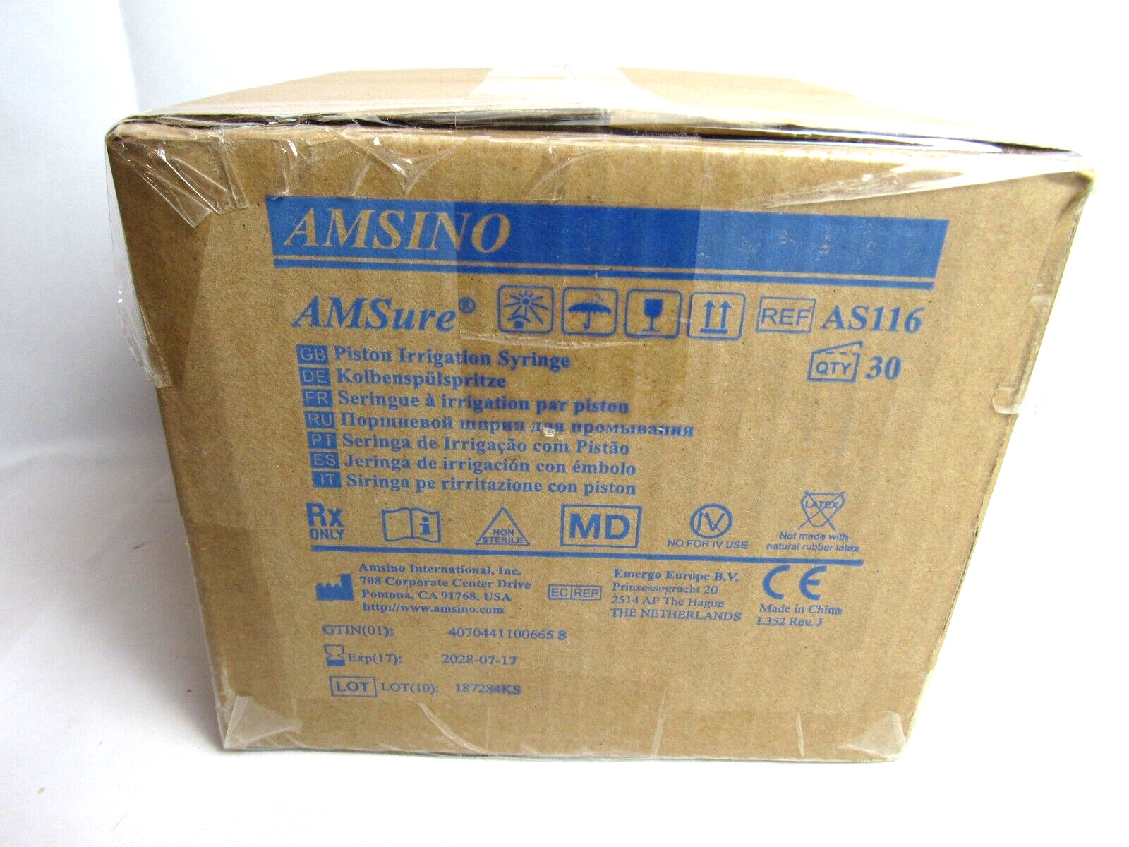 Amsino Piston Irrigation Syringe 30 Count box NIB AS116