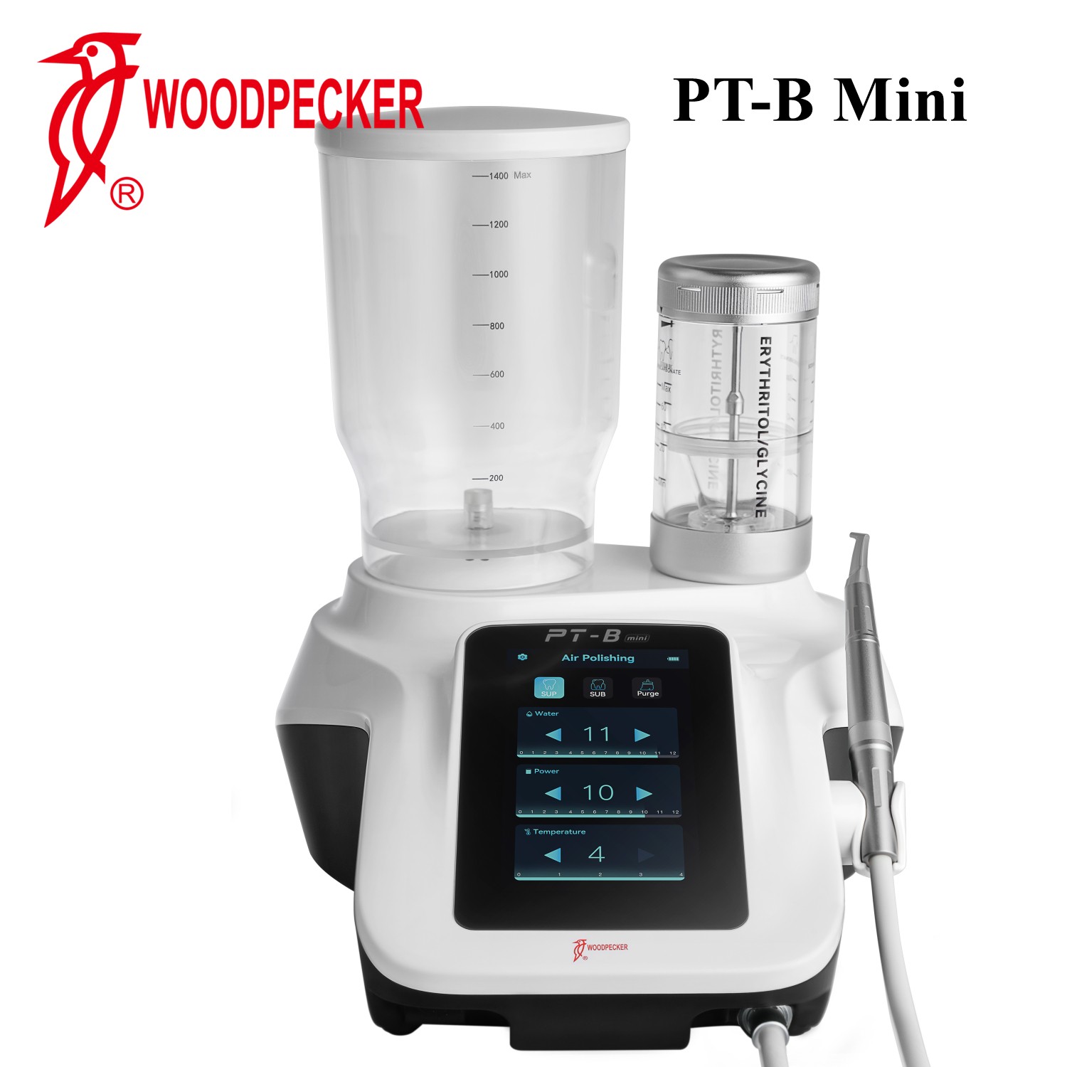 Woodpecker PT-B Mini Dental Air Polisher Wireless Foot Control w/ Prophy Powder