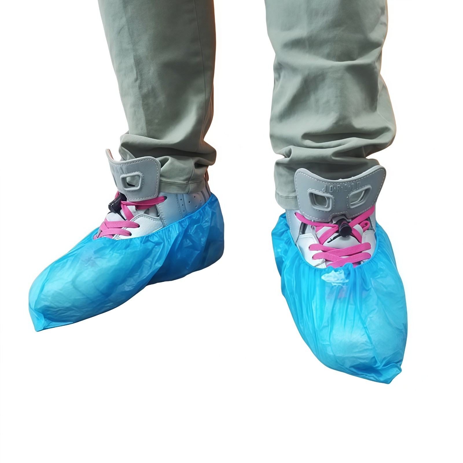 Share 100 Pieces Disposable Plastic Shoe Cover PE Waterproof Shoe Cover for Lab