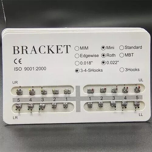 1-200 Sets Dental Orthodontic Metal Brackets Mini Roth 022 345 hooks Mesh Base