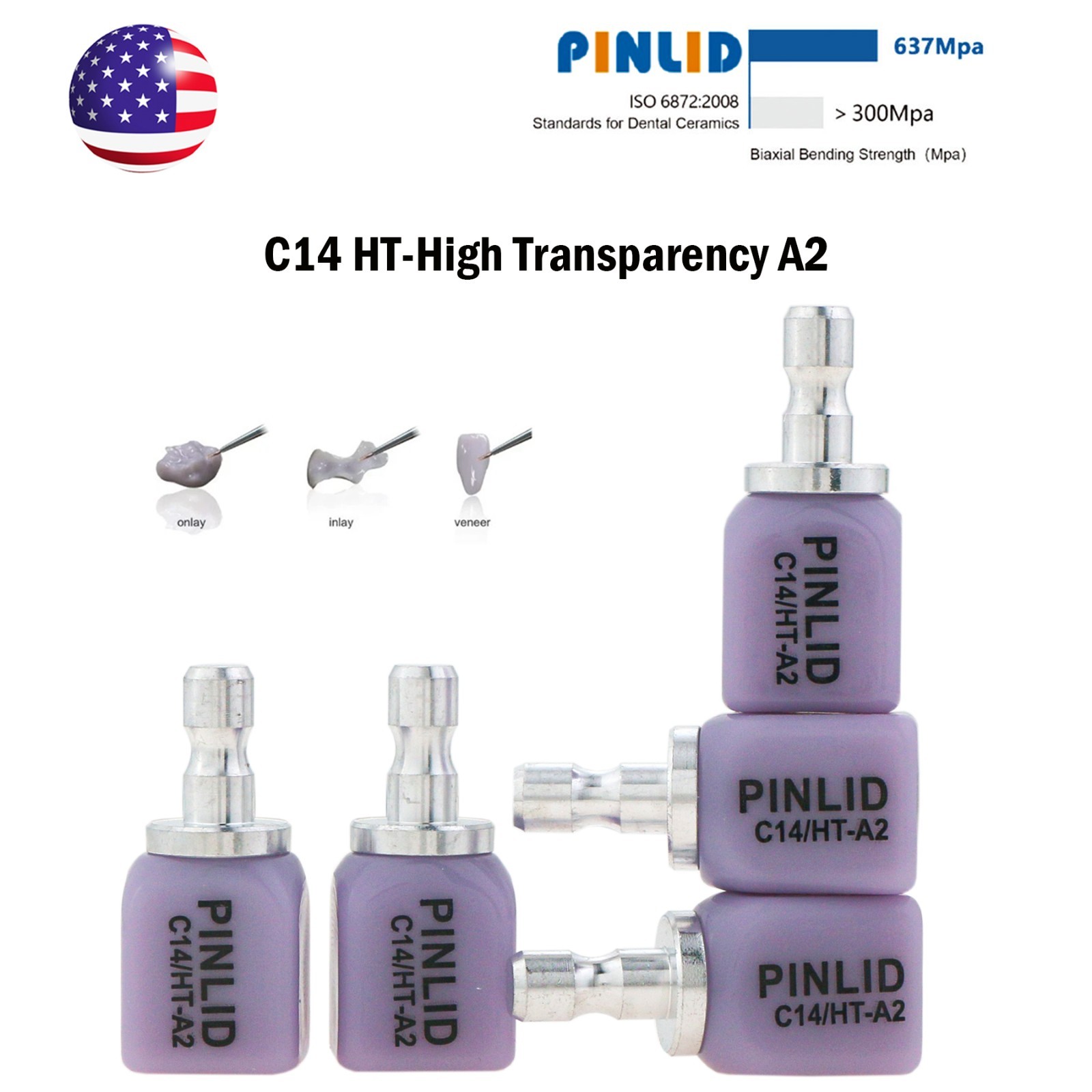 C14 Exam Lithium Disilicate Blocks CAD/CAM Dental Lab CEREC Compatible 5Pcs/Box
