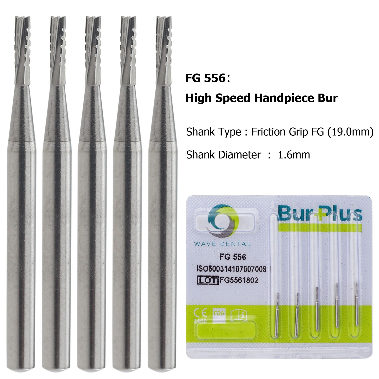 Wave Dental Carbide Bur FG330 Round 1/4 2 4 6 8 557 Friction Grip High Speed Bur