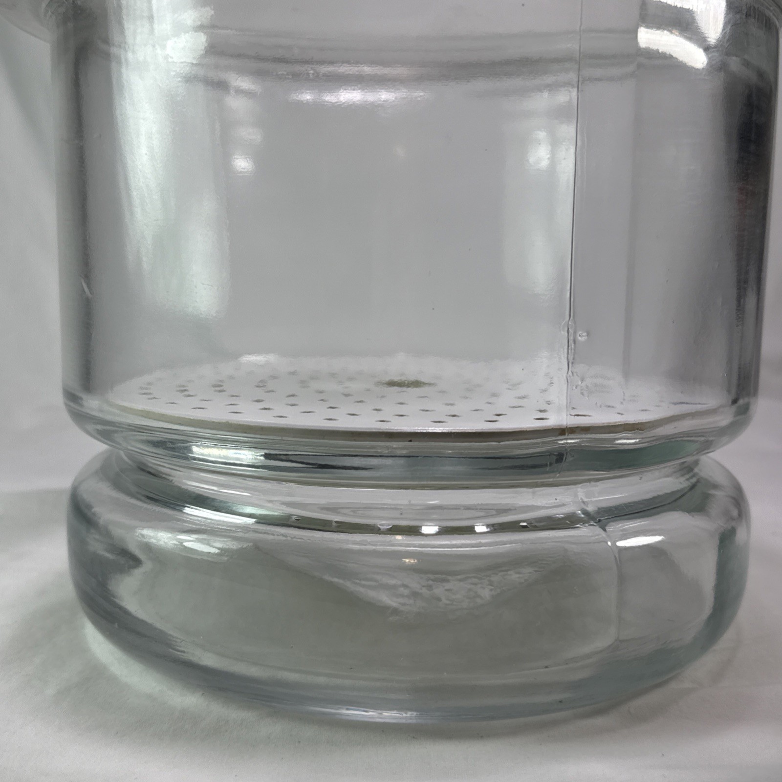 vintage Large glass desiccator jar greased rim coors porcelain plate 12”X 9” HTF