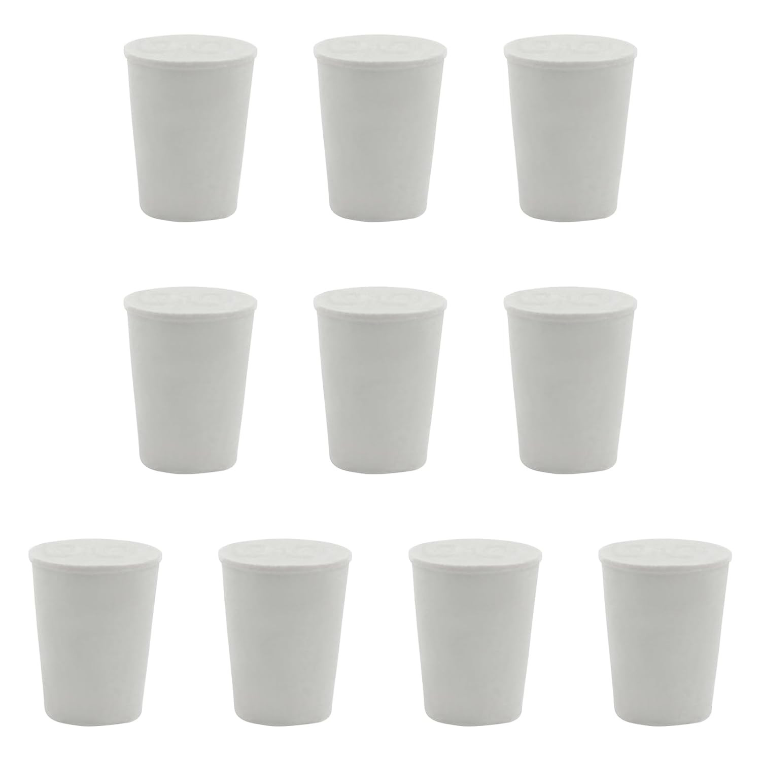 10 Pack Solid Rubber Stoppers – 3# Tapered Shaped Lab Bungs Plug – White Lab Plu