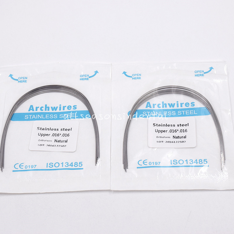 10 Pcs/Pack Dental Orthodontic Stainless Steel Arch Wires Rectangular Natural