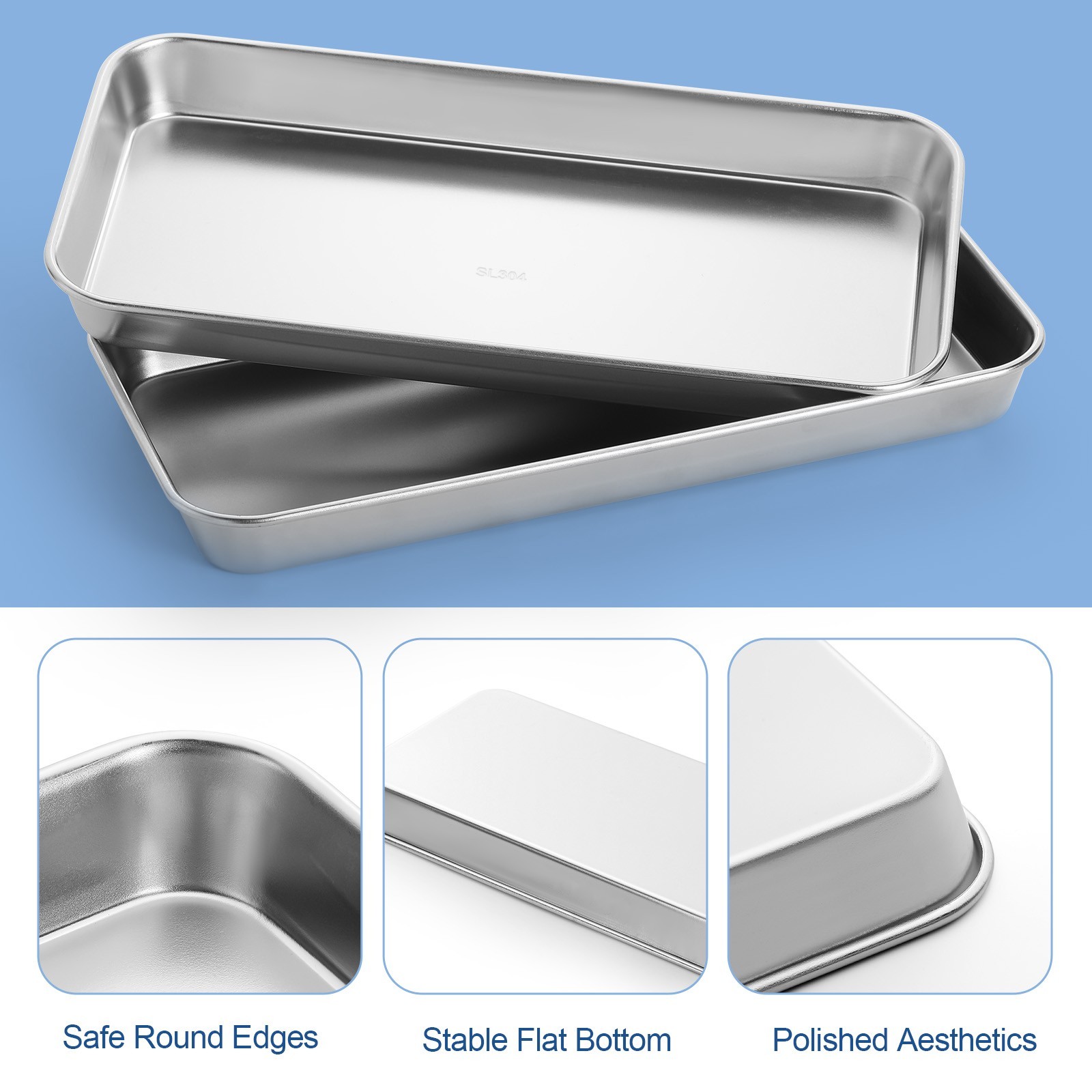 Dental Medical Stainless Steel Instrument Tray Tattoo Flat Trays 3 Sizes