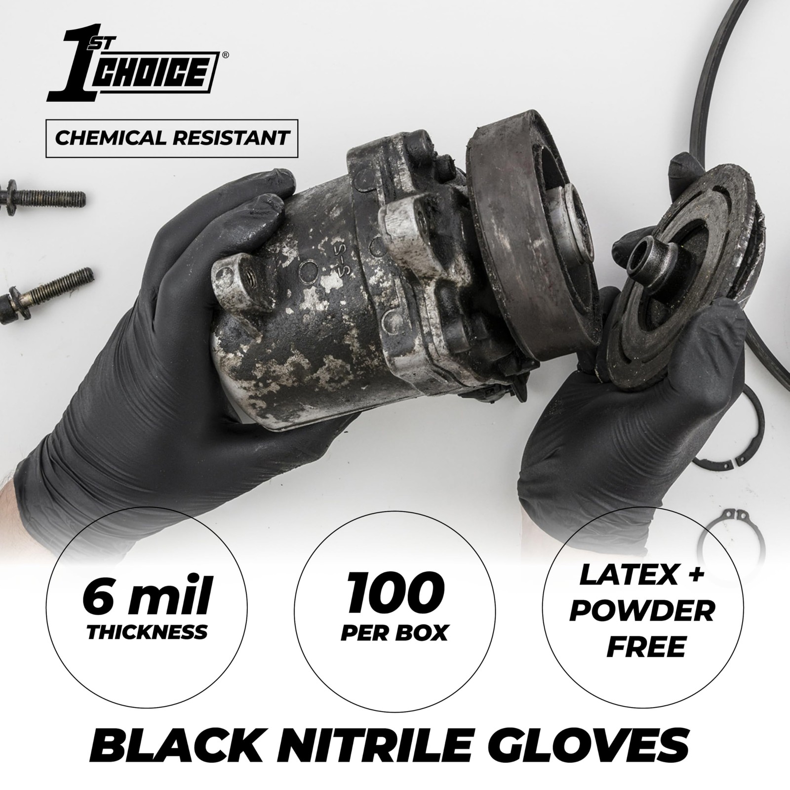 100 Pack Medium Black Nitrile Disposable Gloves For Automotive Work