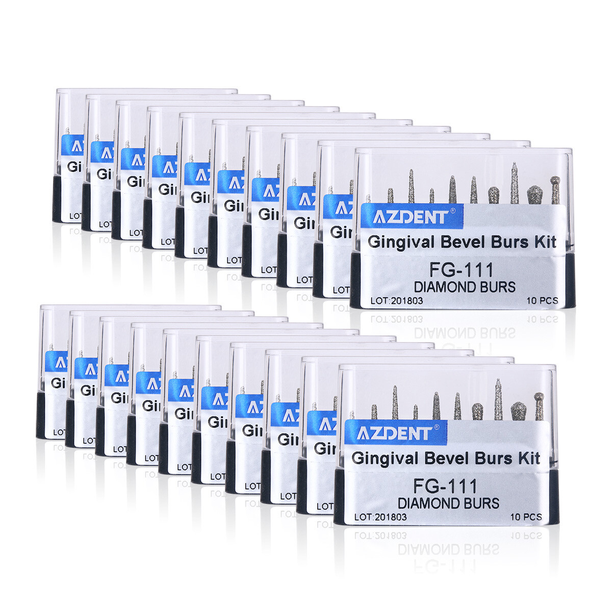 10PCS/Kit Dental Diamond Burs Kit FG101-FG117 fit Handpiece AZDENT