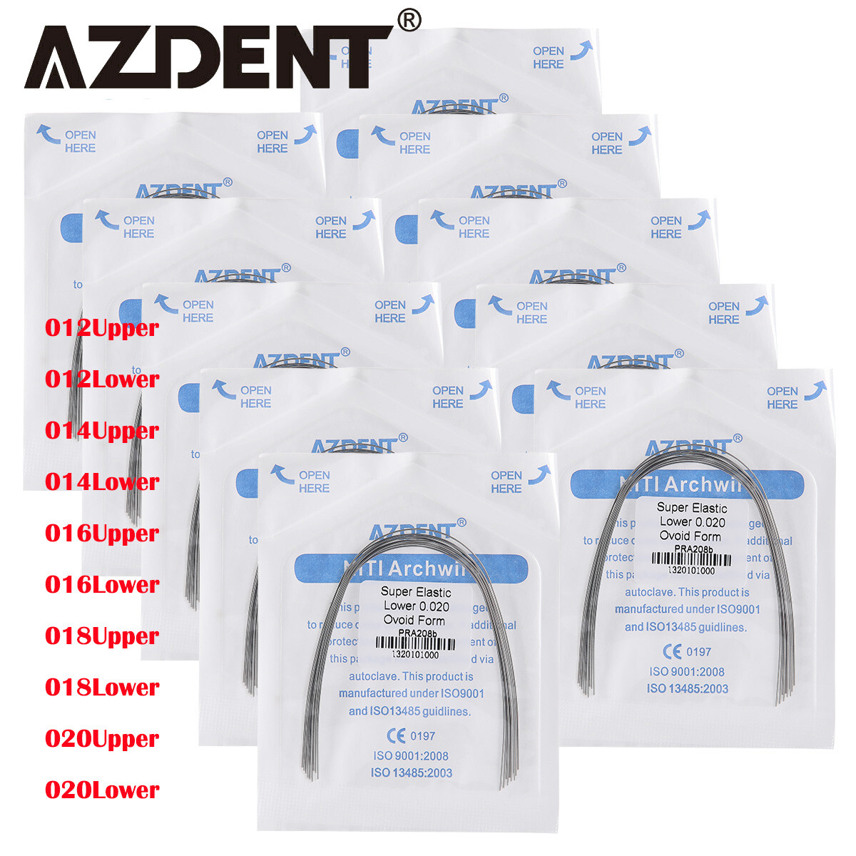AZDENT Dental Orthodontic Super Elastic Niti Round Arch Wire Ovoid Form Archwire