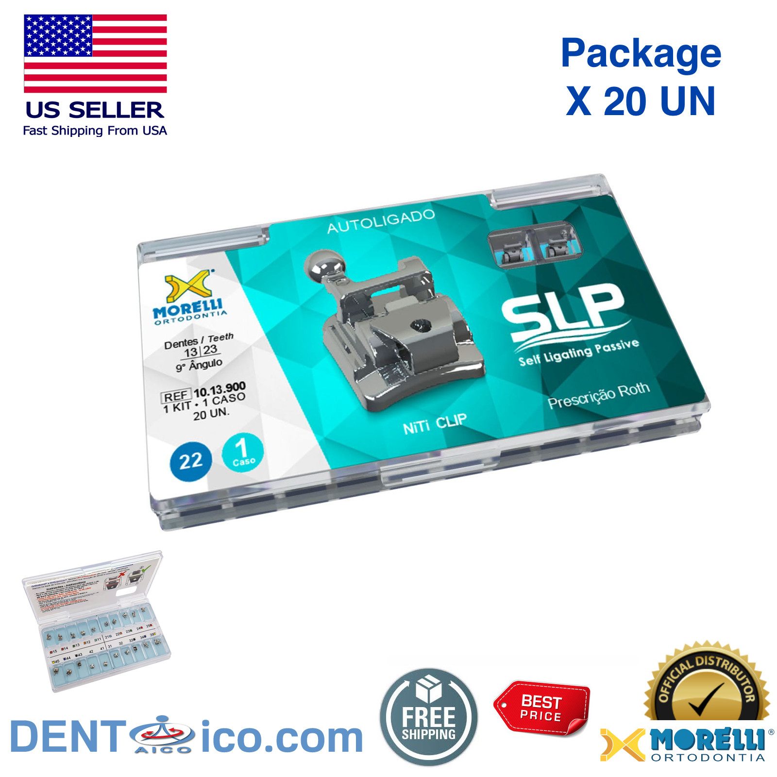 MORELLI BRACKET CASE SELF LIGATING PASSIVE ROTH 0.22 Orthodontic