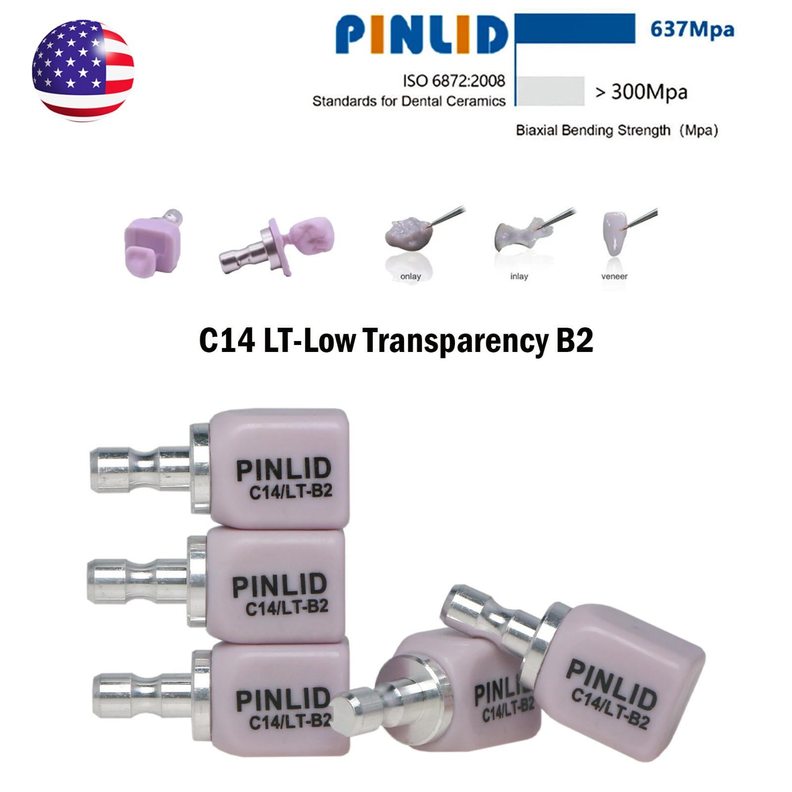 C14 Dental Emax Ceramic Blocks Lithium Disilicate CAD/CAM CEREC Block 5Pcs/box