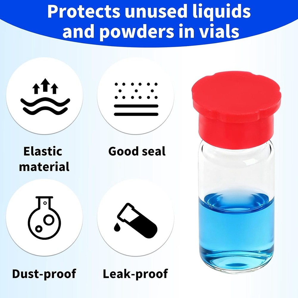 10pcs 3ml Glass Vial Caps, Multi-Color Rubber Leakproof & Reusable Lids3655