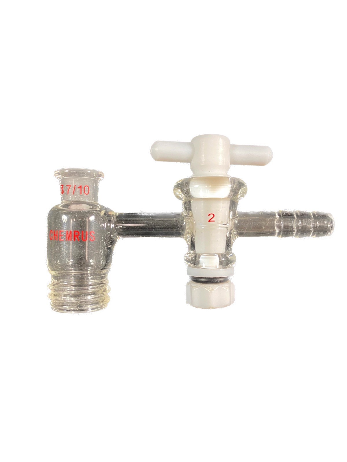 CHEMRUS Glass 7/10 20-400 Thread Stopcock Cleanse-Free Vacuum Adapter CR-2028-04