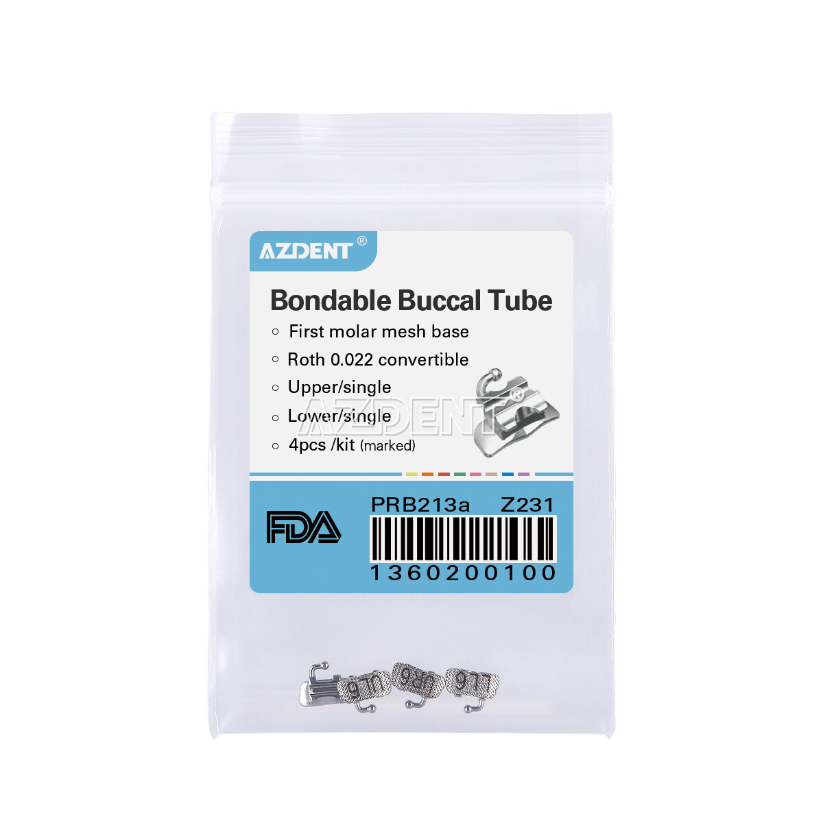 10Pack Dental Ortho Single Buccal Tube 1st/2nd Molar Bondable Roth/MBT 022 018