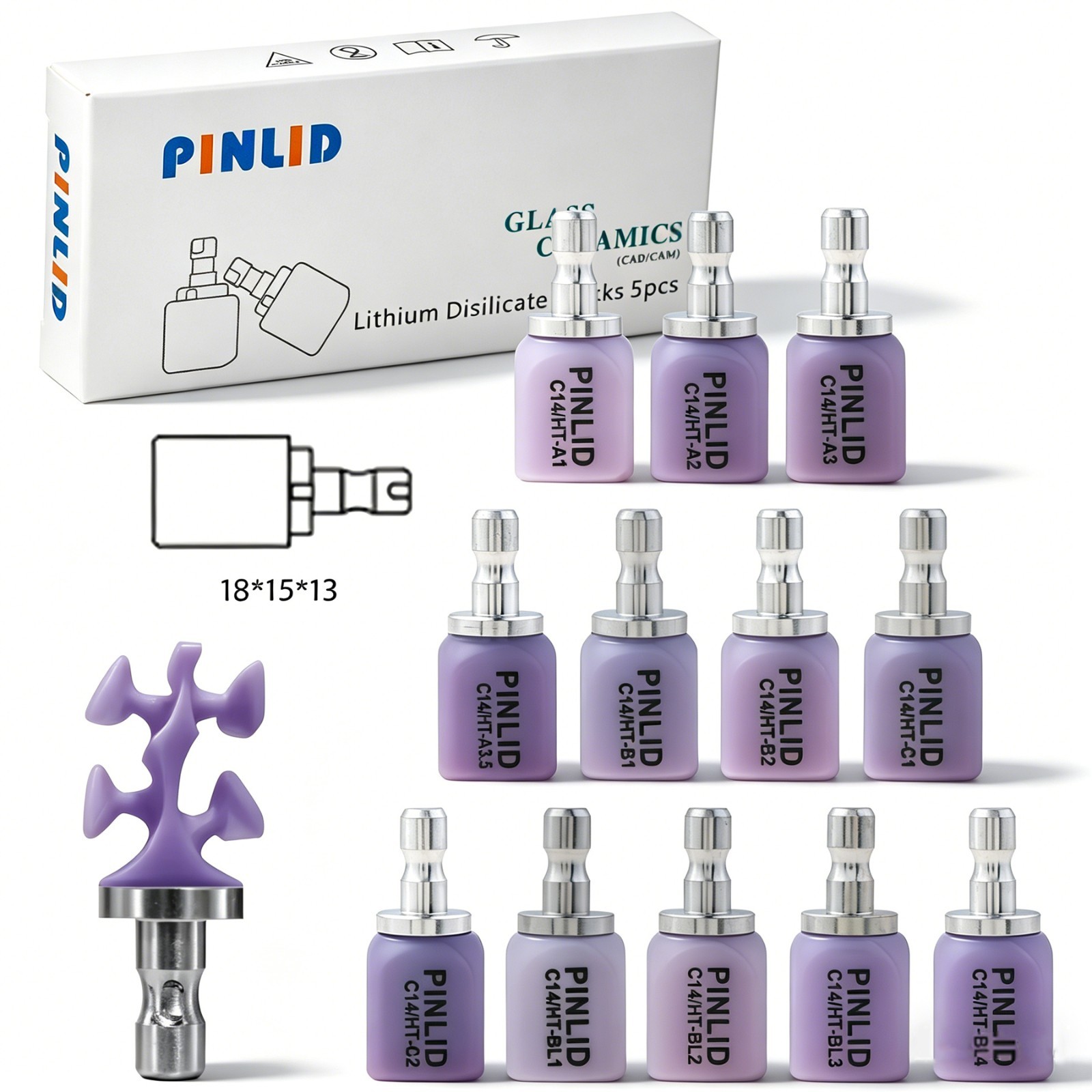 Dental C14 Glass Ceramic Block HT LT Emax Lithium Disilicate for CEREC CAD/CAM