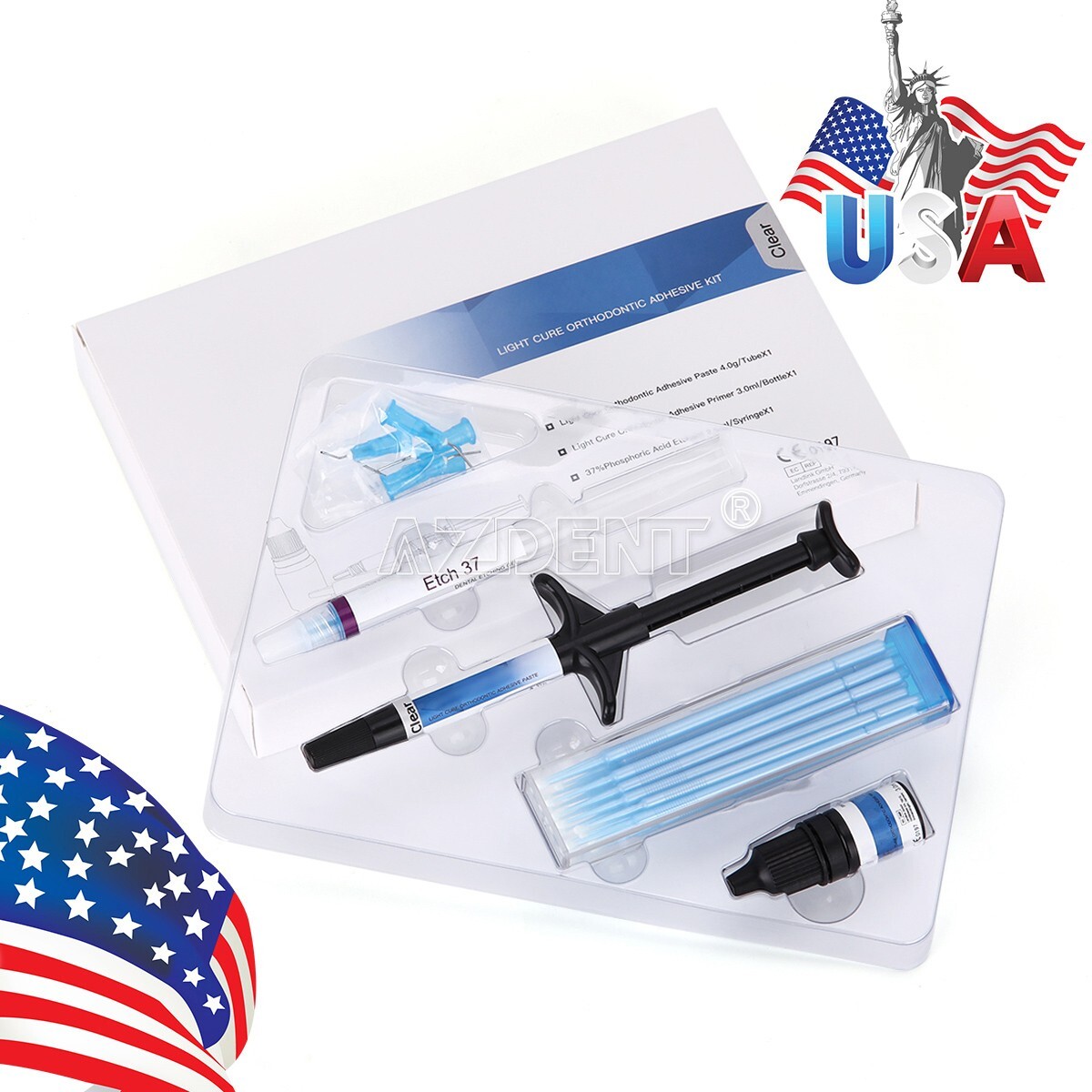 Dentex Dental Orthodontic Bonding Light Cure Adhesive Paste Primer Etchant Kit
