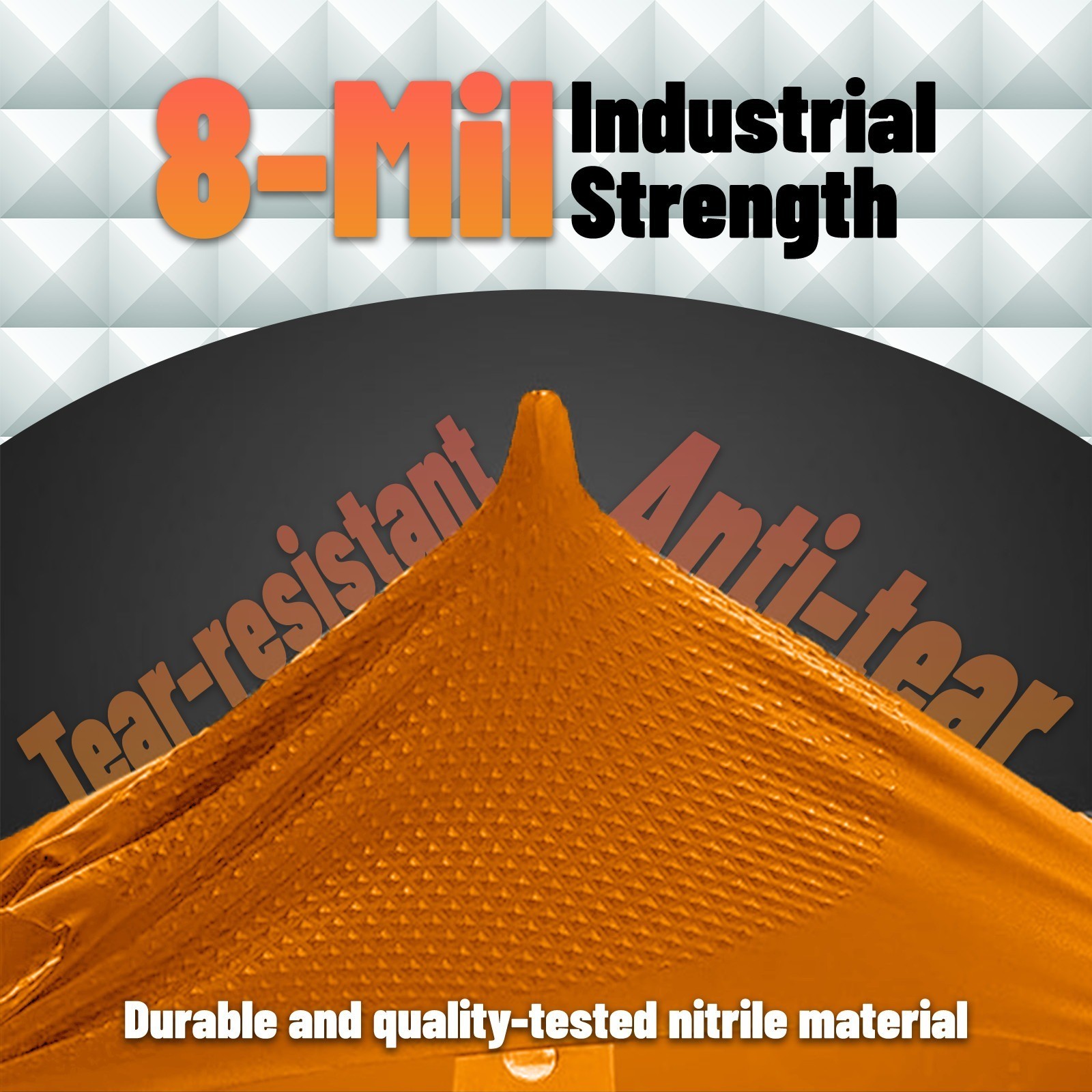 GP Craft Orange Large Nitrile Gloves Diamond 8 Mil Latex-Free 1000/Case