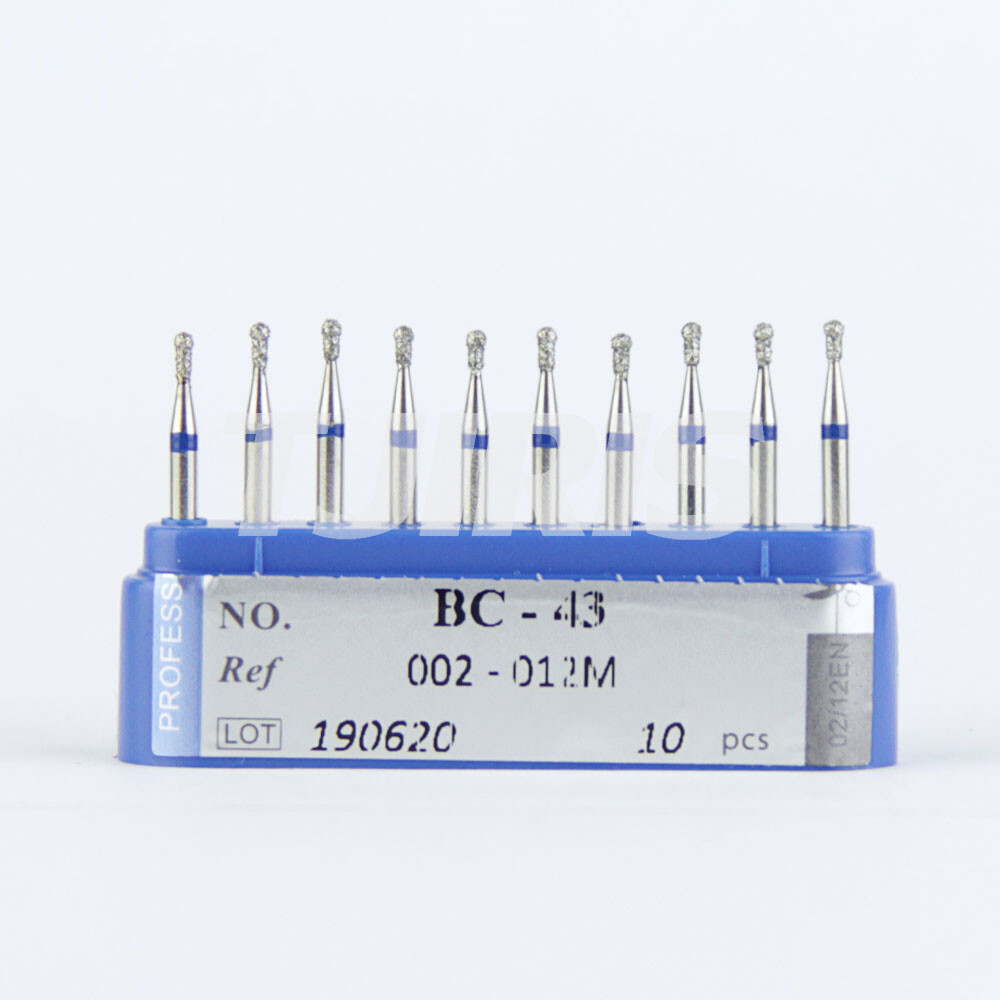 10Pcs Dental Diamond Burs FG Round Ball with Collor Standard 002-012M BC-43