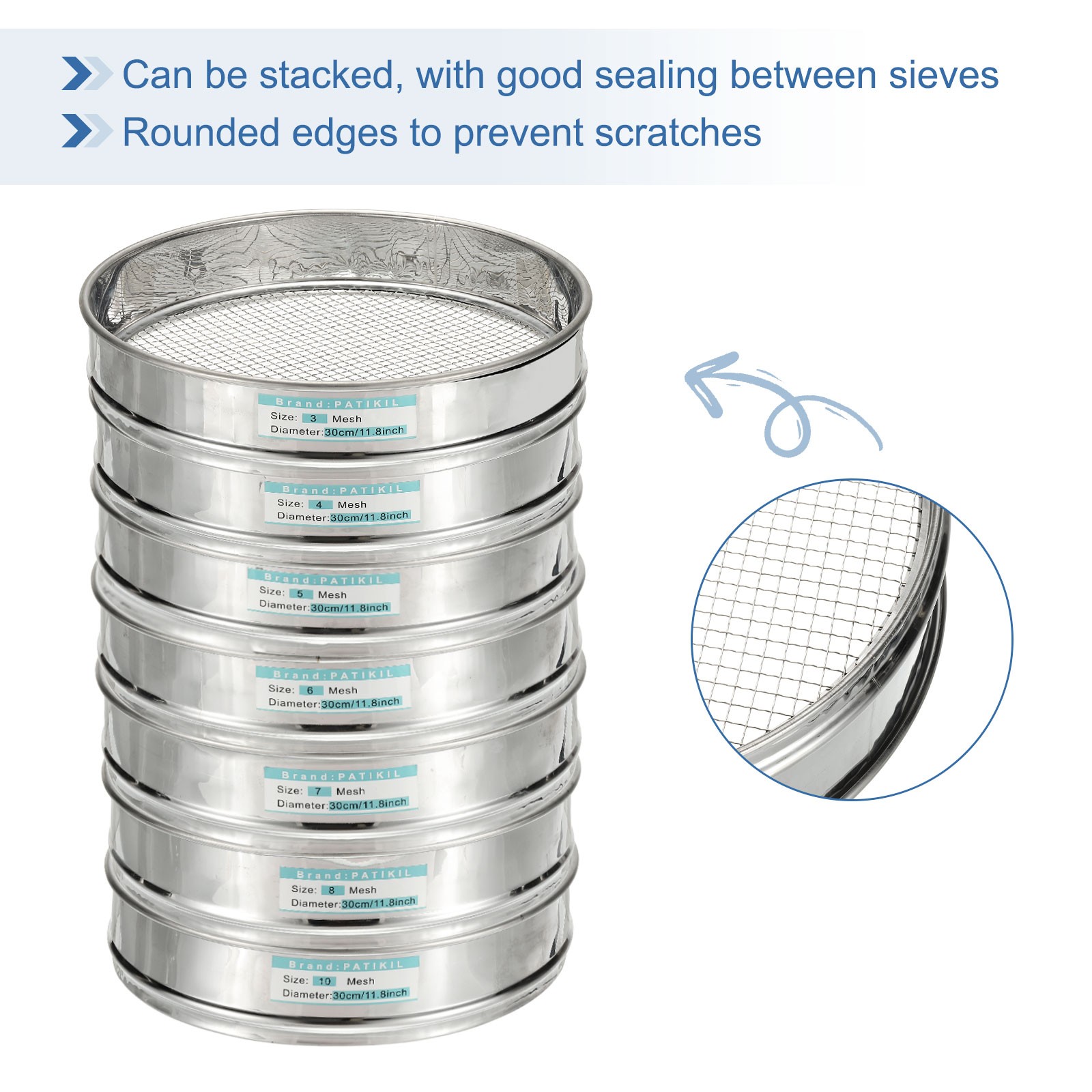 90 Mesh Lab Sieve, 11.8″ Diameter Test Sieve 304 Stainless Steel(0.18mm)