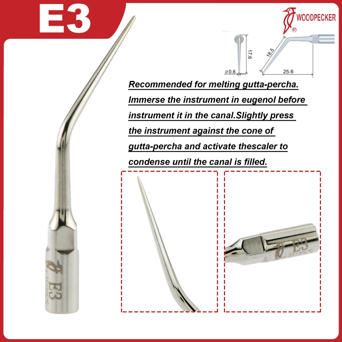 Woodpecker Dental Scaler Tips E Endo treatment tips Fit EMS Ultrasonic Scaler