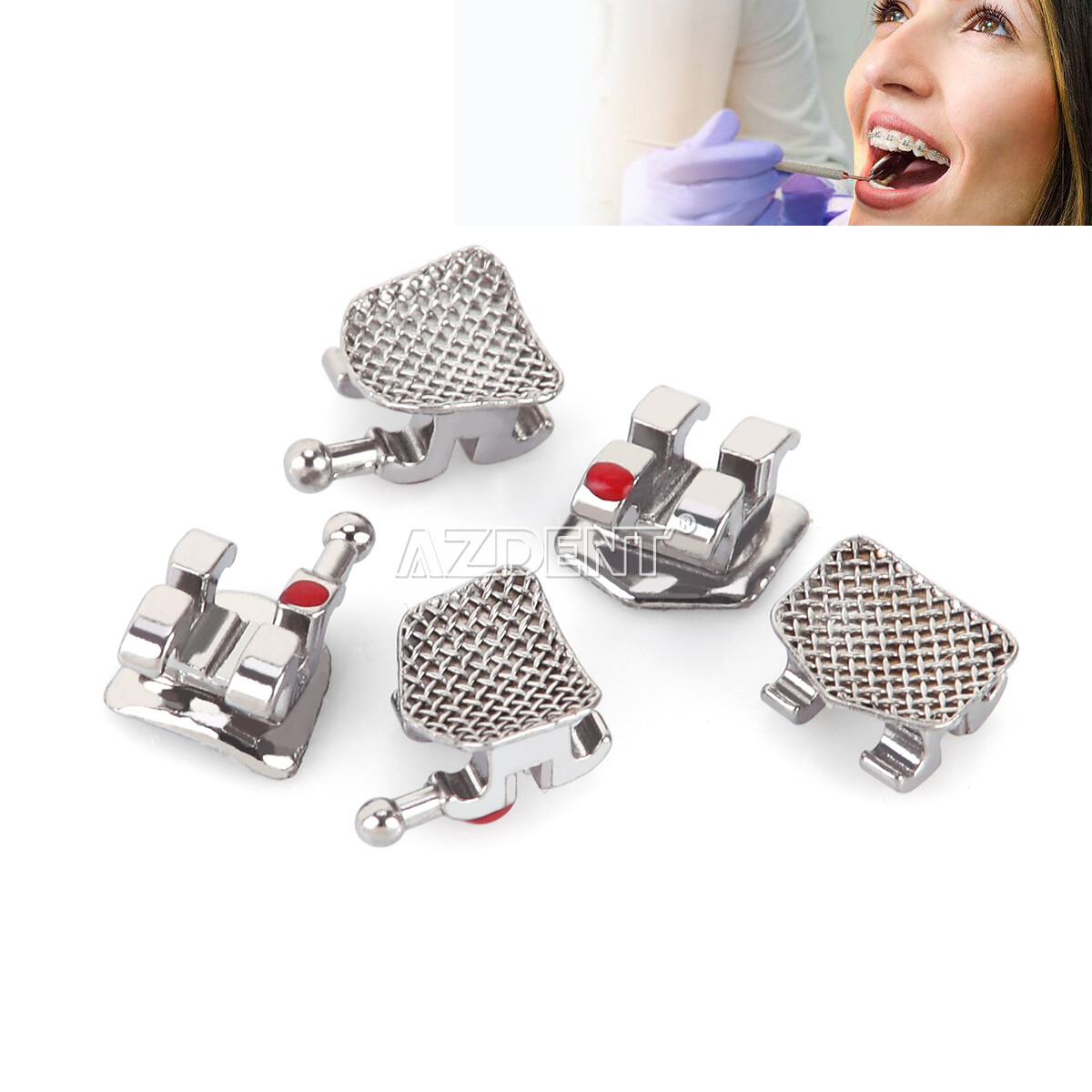 AZDENT Dental Orthodontic Brackets Braces Standard Roth .022 Hooks 3-4-5 FDA