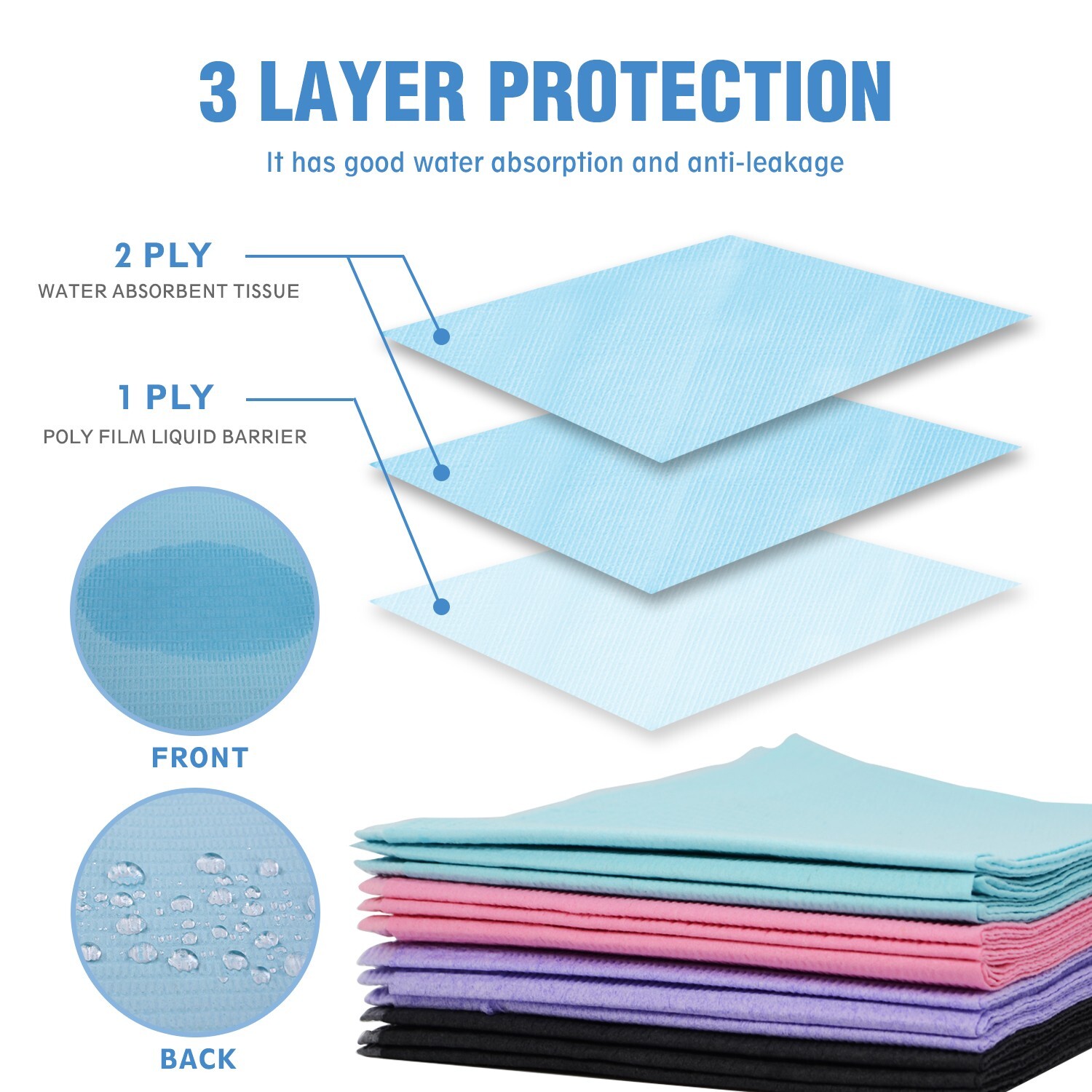 Blue Disposable Dental Bibs 3-Ply Medical Tattoo Towel 13″x18″-Up to 2000