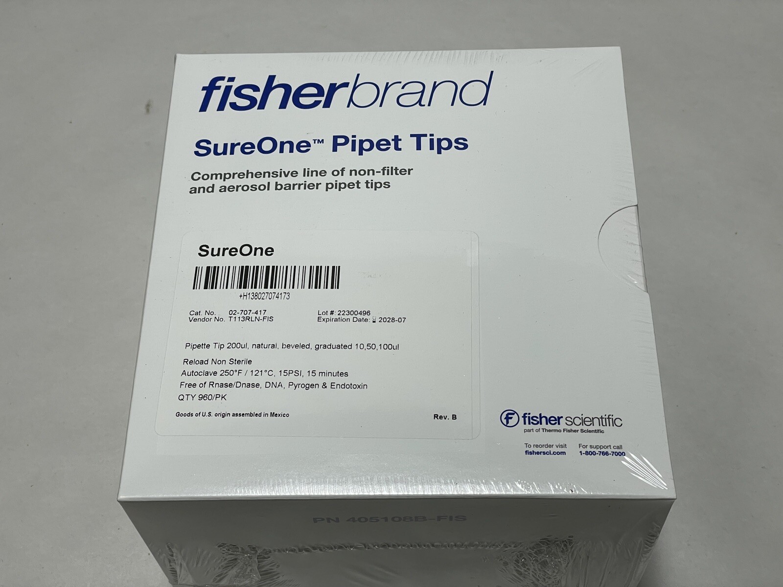 FISHERBRAND SureOne Beveled Pipette Tips, 1-200μL 02-707-417 (Pack of 960)