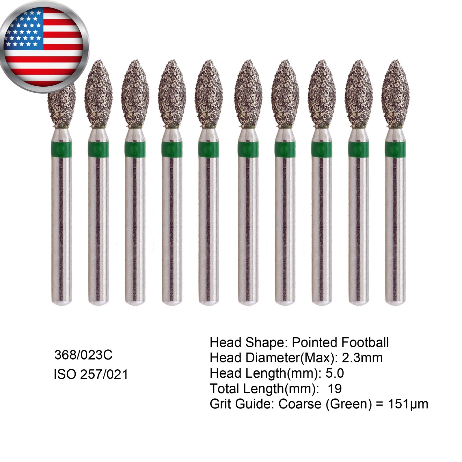 Dental Burs Diamond FG High Speed Burr Egg Round End Taper 368 856 850 Fine Grit