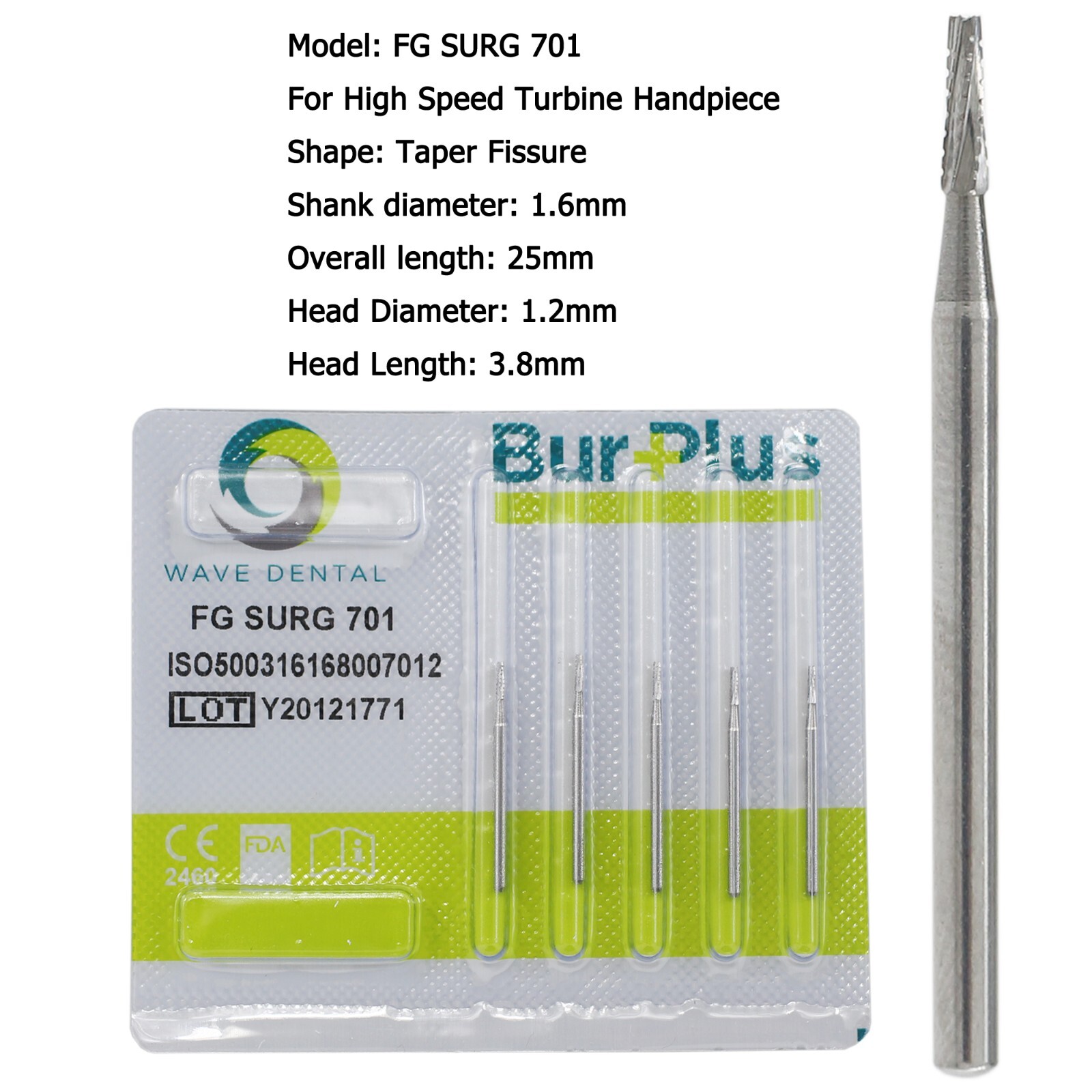Wave Dental Surgical Burs 702 701 703 High Speed Long Shank Carbide bur FG SURG