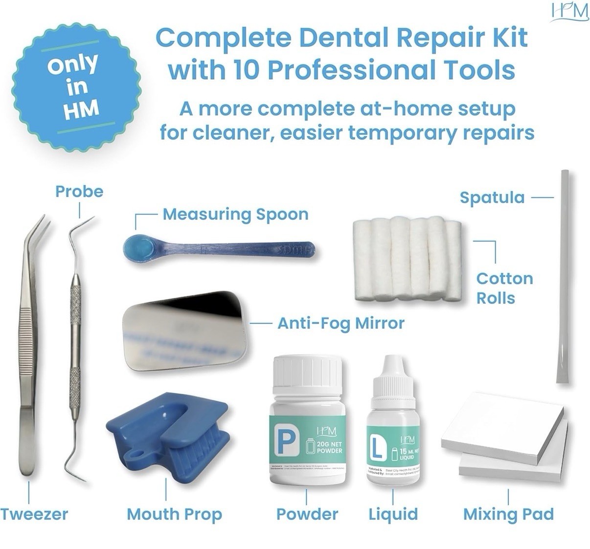 Zinc Oxide Eugenol Dental Cement Kit – Instant Tooth Repair, Cap & Crown Filling