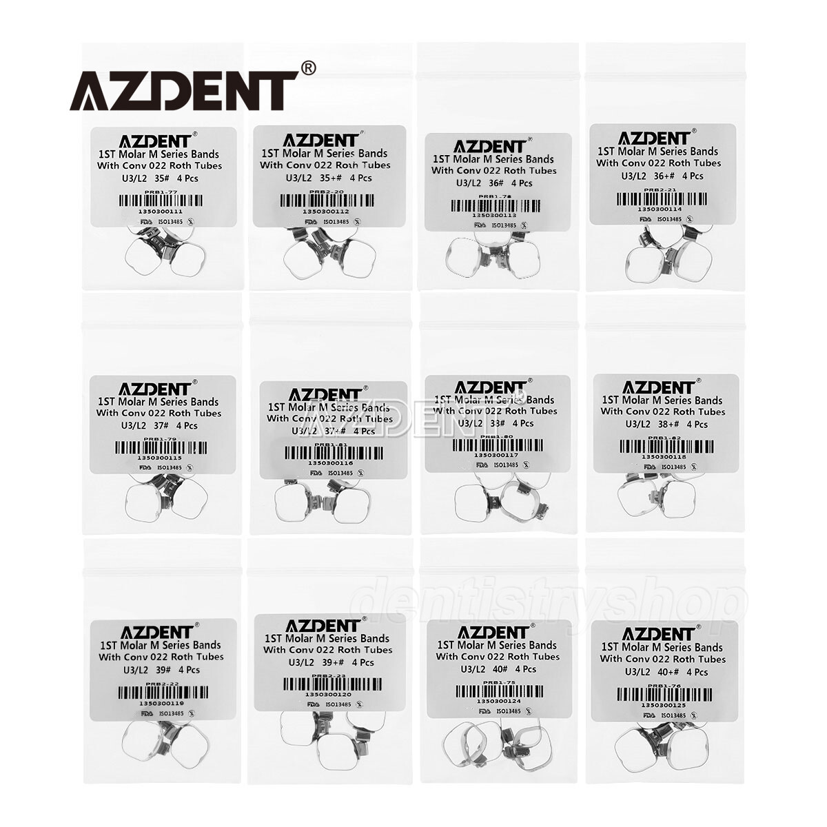 AZDENT Dental Orthodontic 1st Molar Buccal Tube Bands Roth 022 Convertible