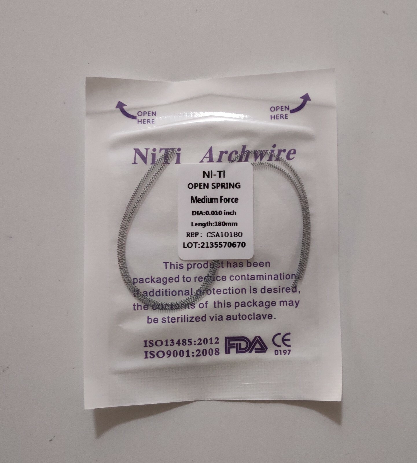 5 Packs Dental Orthodontic Coil Open Spring 010*180mm Niti Alloy Medium Force
