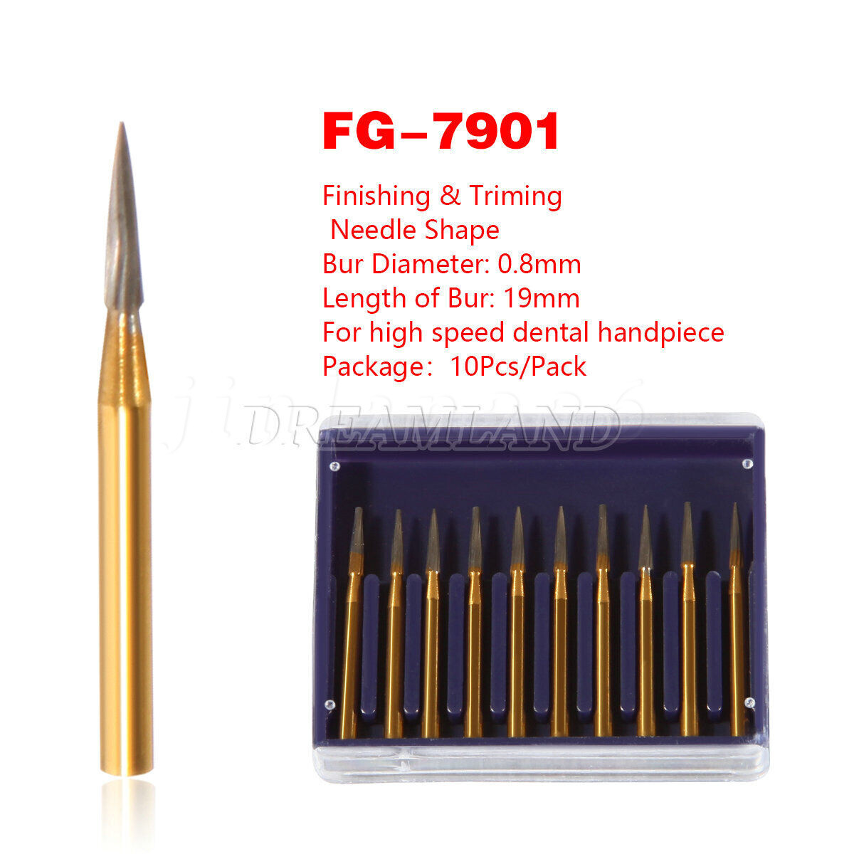 TRIMMING & FINISH DENTAL CARBIDE BURS 12 BLADES TF 7901 NEEDLE