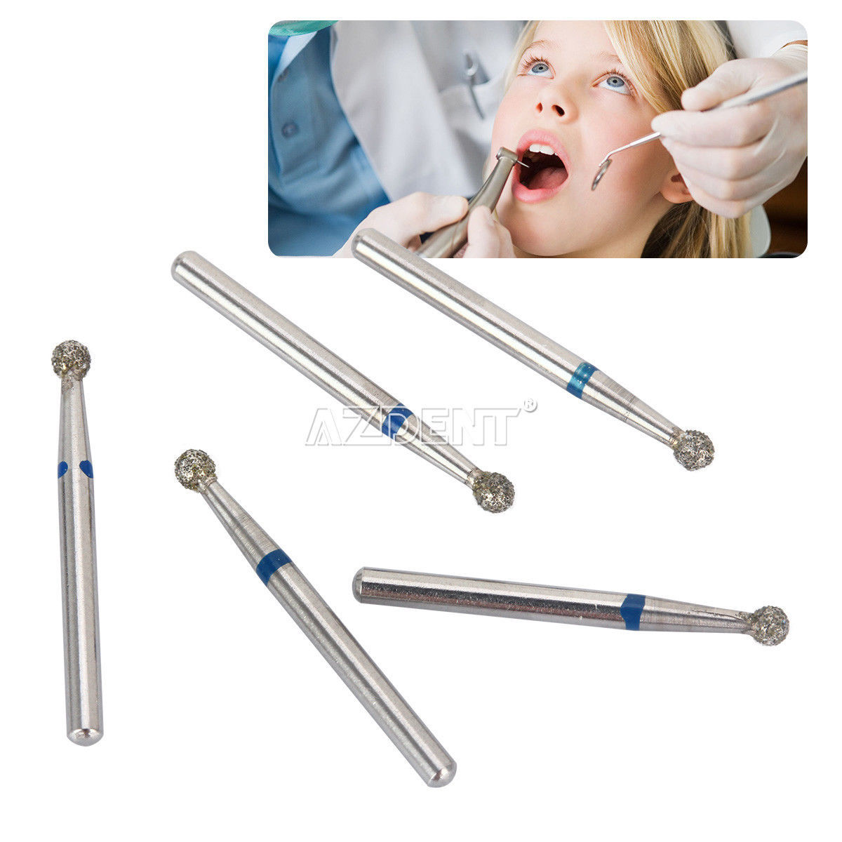 54 Types F Dental Diamond Burs For High Speed Handpiece AZDENT 5pcs/Box