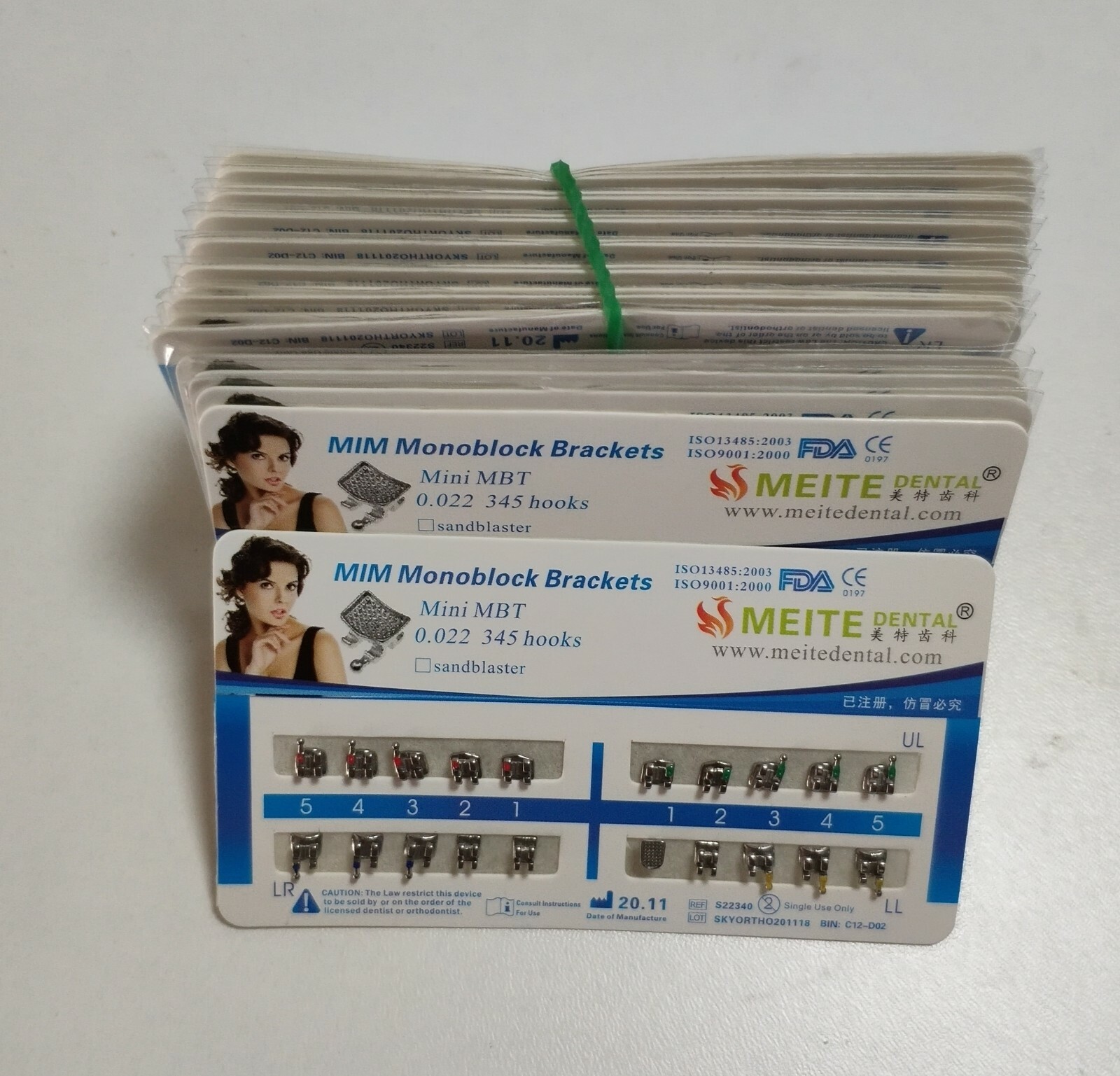 Dental Orthodontic Metal Bracket MIM Monoblock Mini MBT 022 345 Hooks Mesh Base