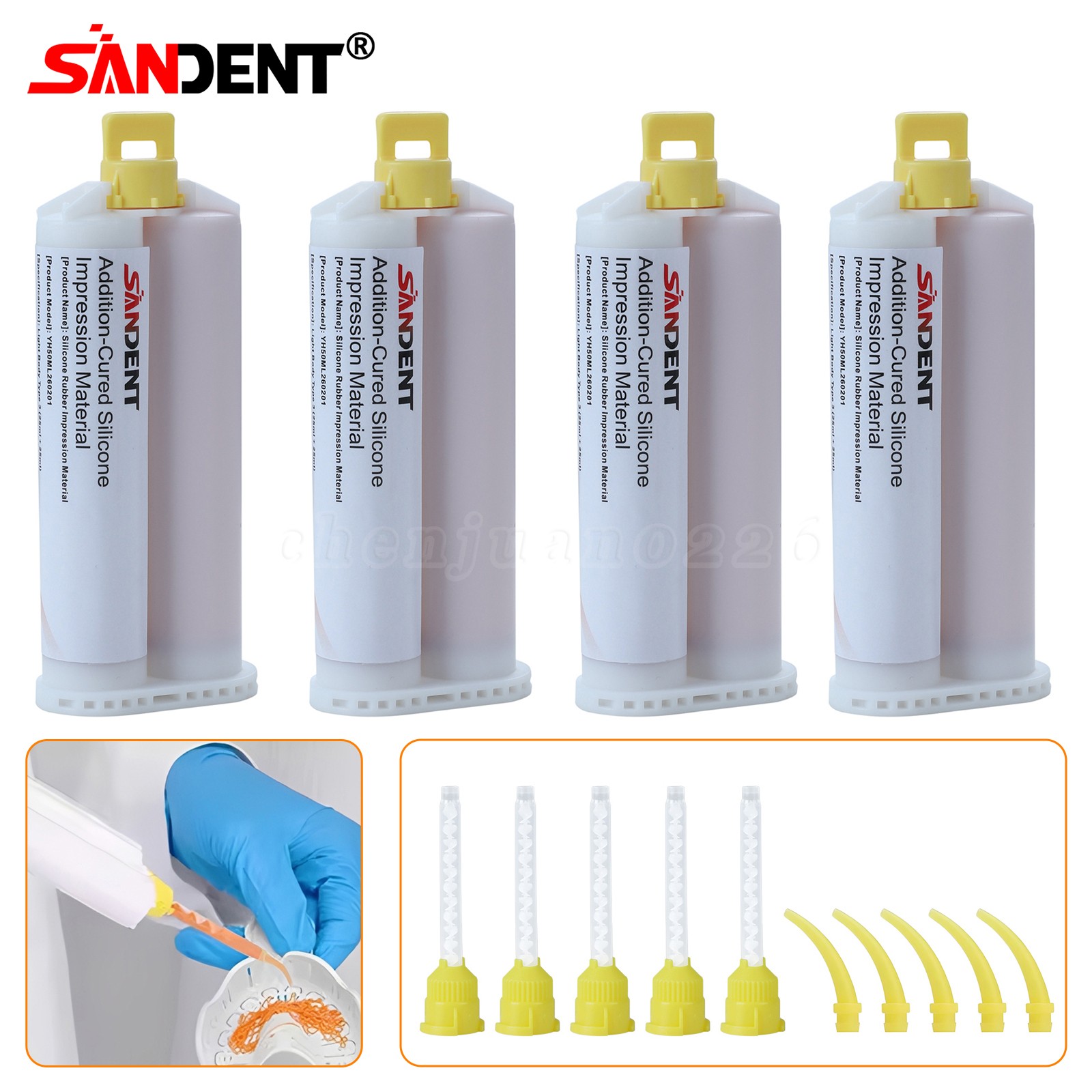 4 X 50ML VPS Bite Registration Material Unflavor Cartridges Dental PVS