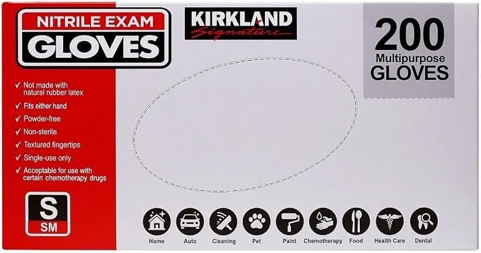 Kirkland Signature Latex-Free Nitrile Exam Gloves, Size S – 400 Count small size