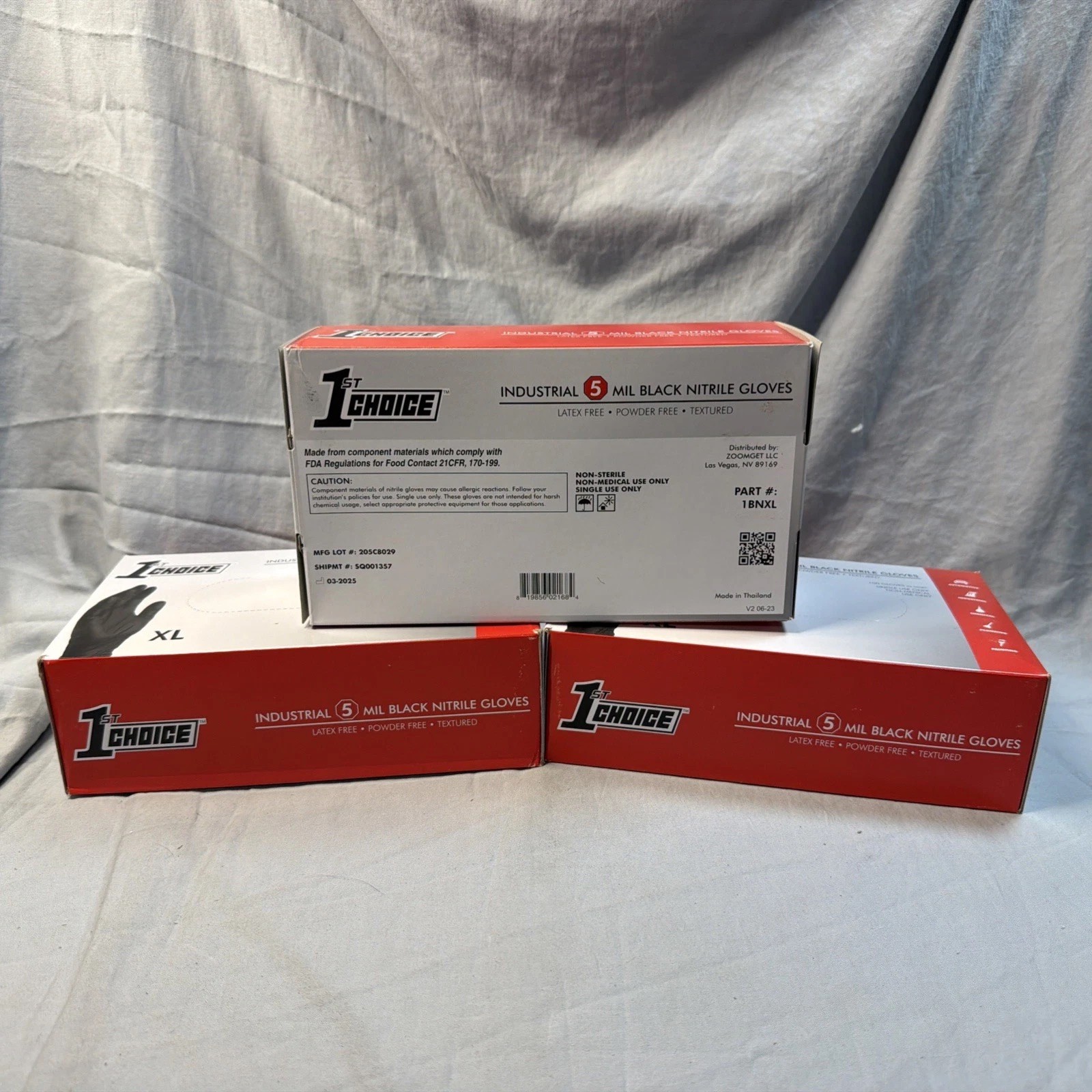 (3) 1st Choice 5 mil Industrial Black Nitrile Gloves, Latex & Powder-Free, 100pk