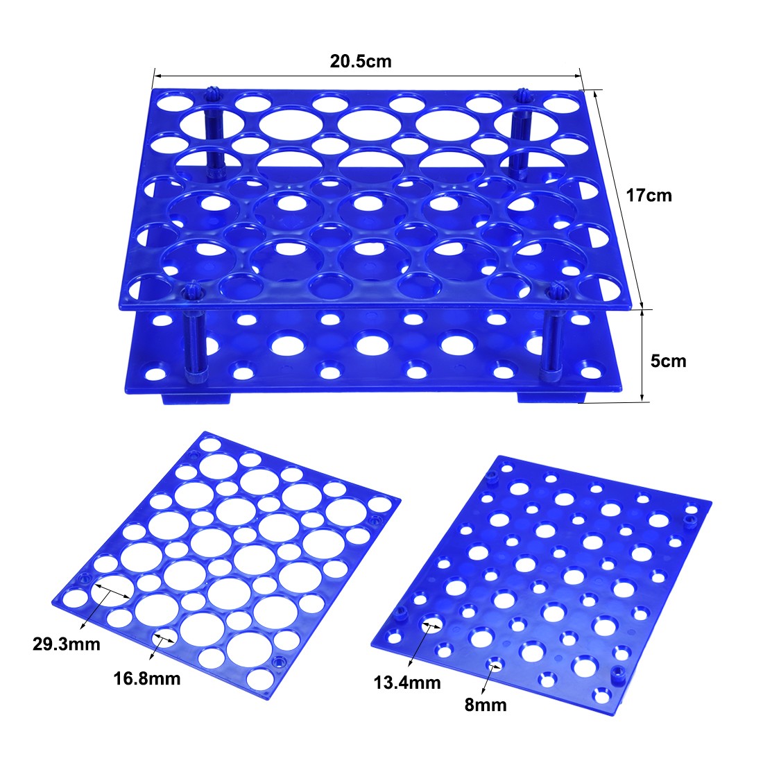 Tube Rack Polypropylene 50-Well Tubes Purple for 0.5ml, 1.5ml, 10ml, 15ml, 50ml