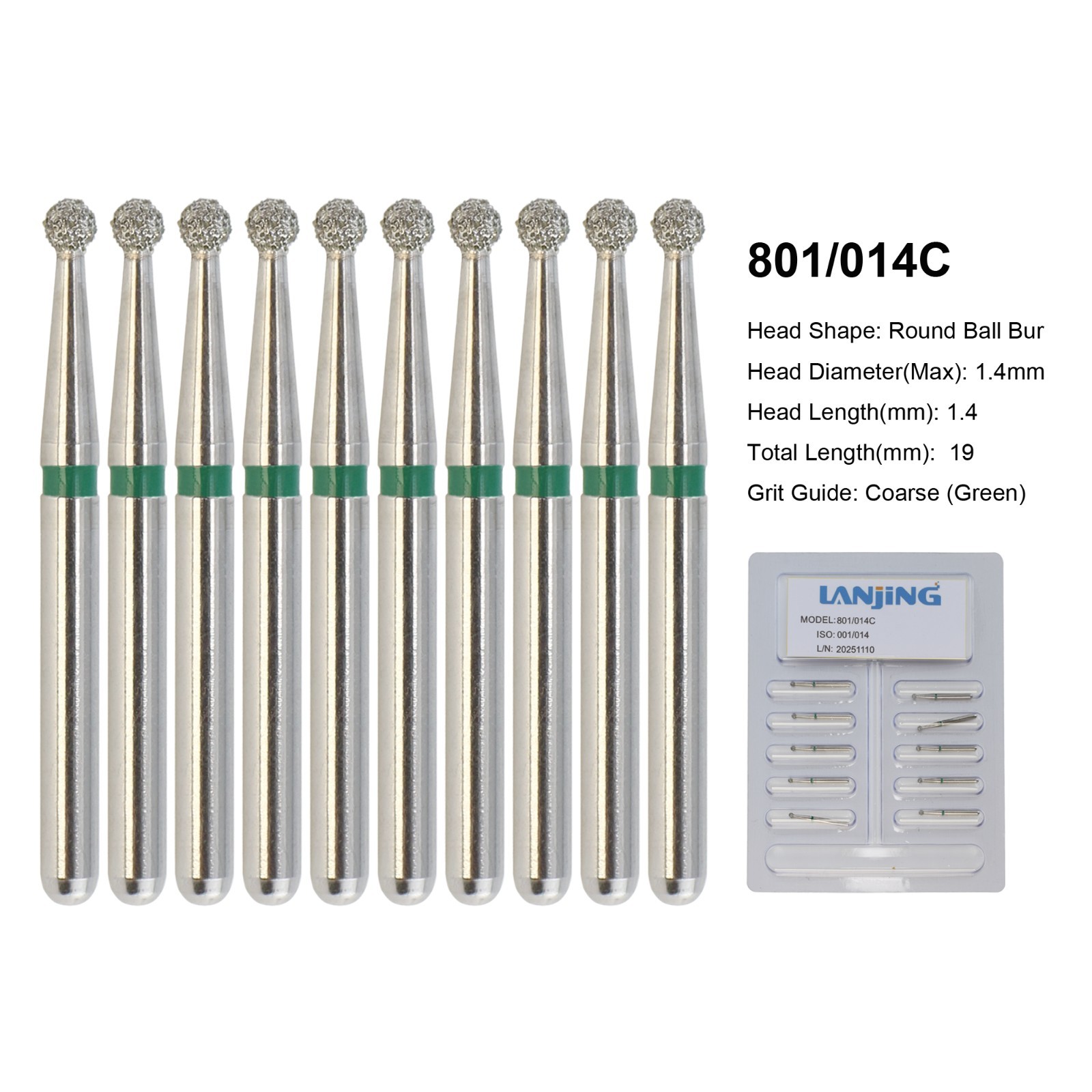 Dental Bur Diamond Burs FG High Speed Round End Taper Cylinder Football Barrel
