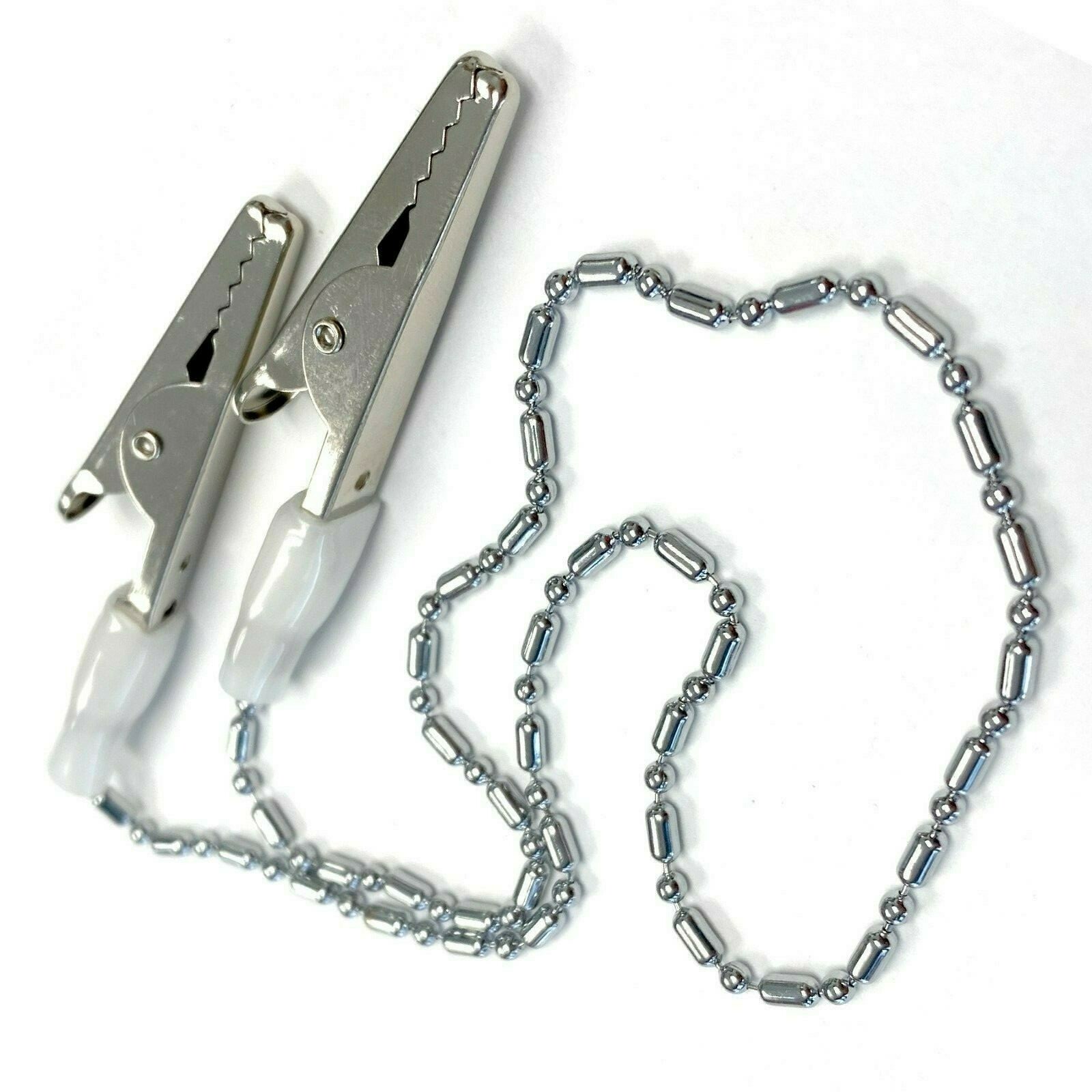 Metal Dental Bibs Clip Napkin Holders White Chain for Dentist (Choose Qty)