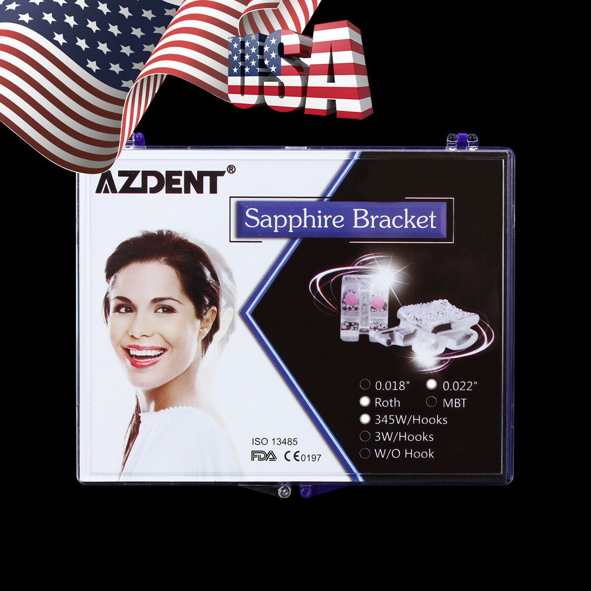 Dental Orthodontic Sapphire Bracket +8pc Buccal Tube Mini Roth MBT.022 345 Hook