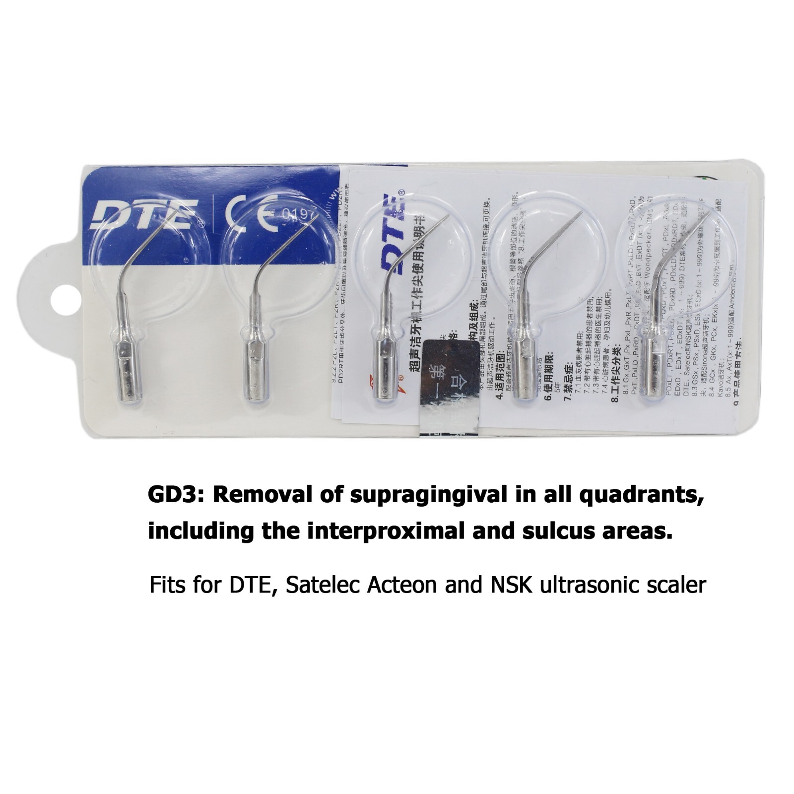Woodpecker DTE Dental Ultrasonic Scaler Piezo Tips DTE-V2 V3 LED Handpiece HD-7L