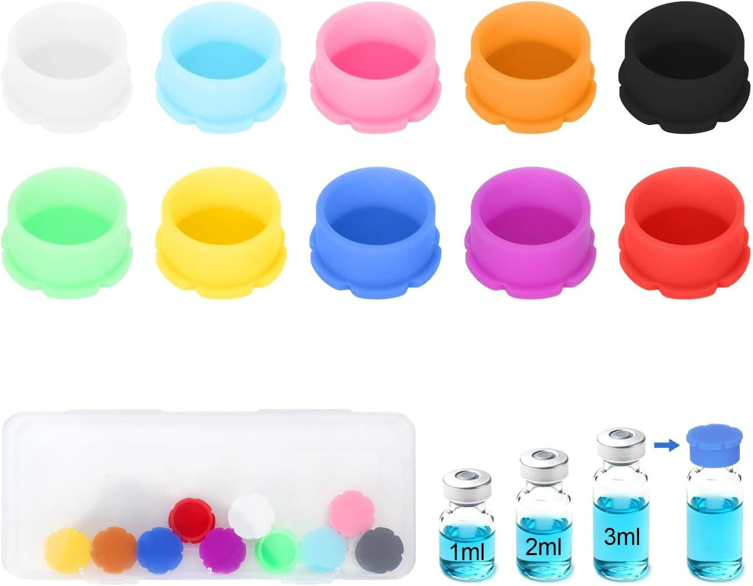 10Pcs Silicone Peptide Vial Caps, 3Ml Glass Vial Protective Covers | Leakproof P