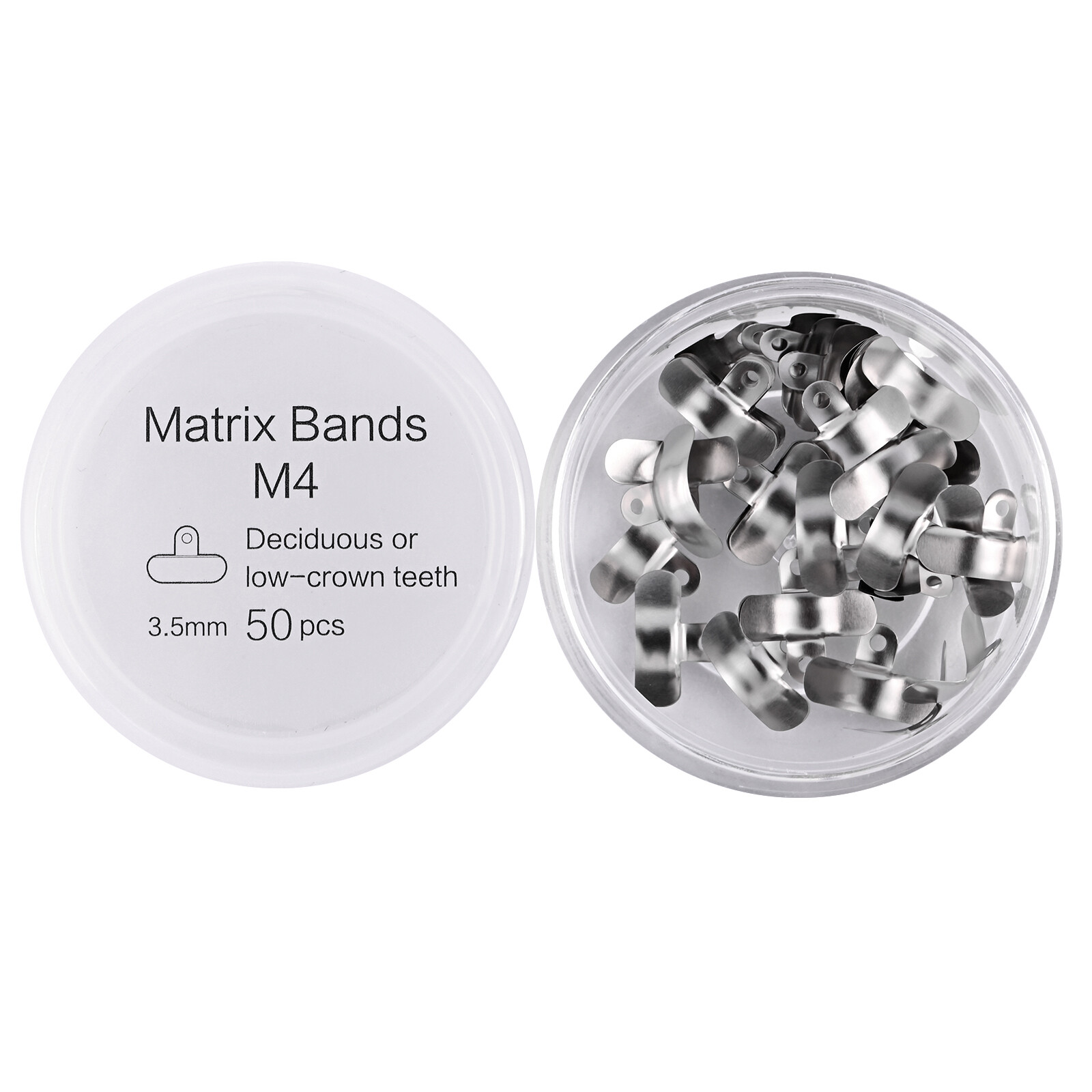 50pcs Dental M4 Contoured Metal Matrices Sectional Matrix System Matrix Bands