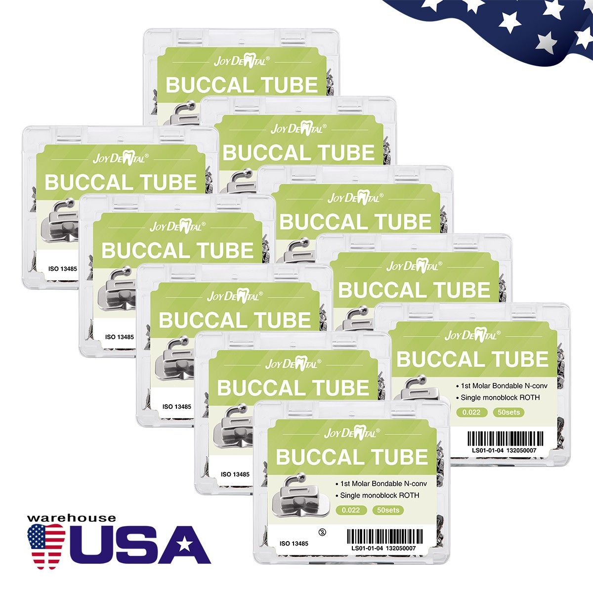 50Bags Dental Ortho Buccal Tubes Roth 0.022 Non-Conv MIM Bondable Monoblock