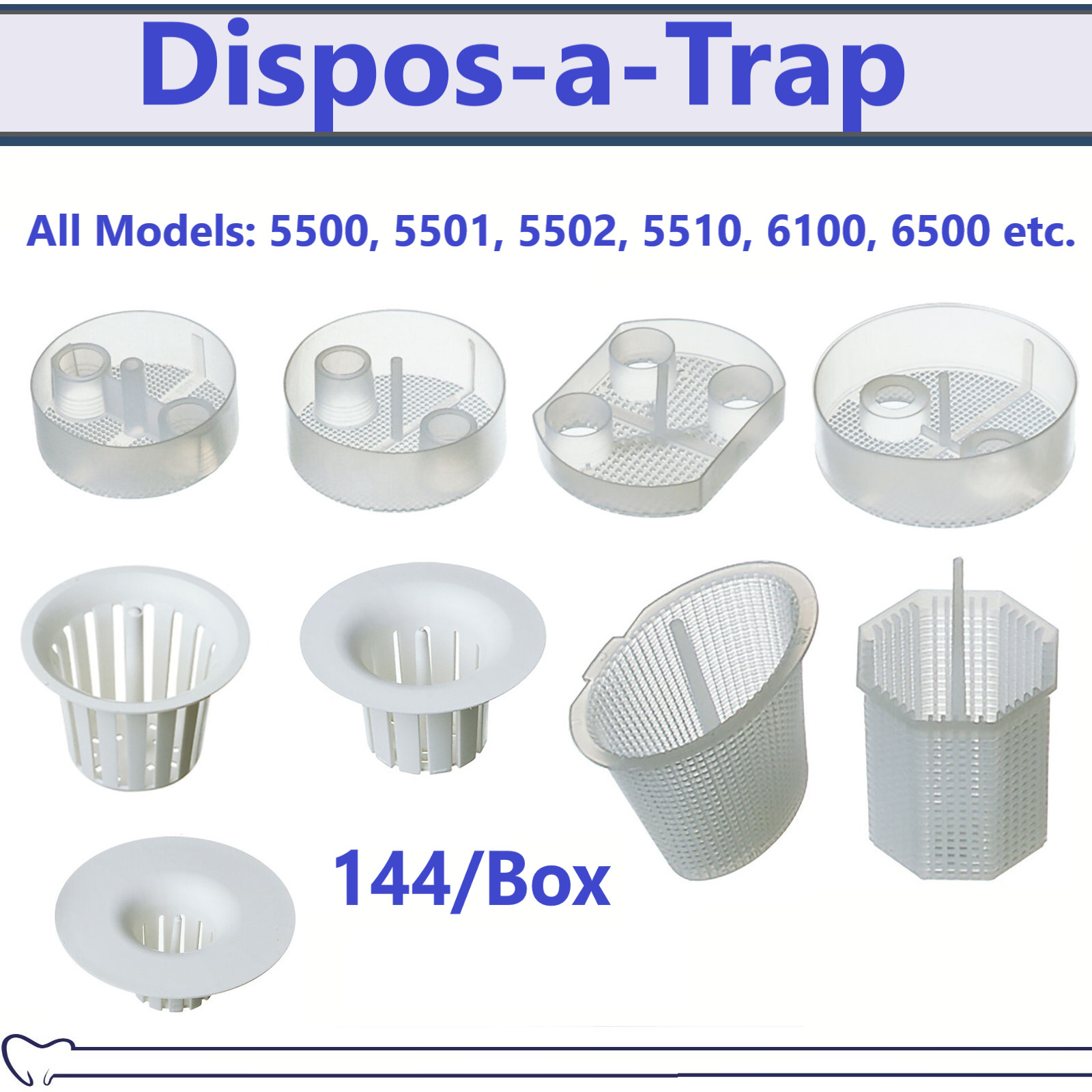 Dental Disposable Evacuation Traps All Types: 5500, 5501, 6200, 6100, 5509, 6500
