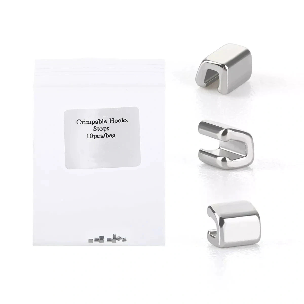 10 Pcs/Bag Dental Ortho Crimpable Hooks Stops Metal Stop for Arch Wire